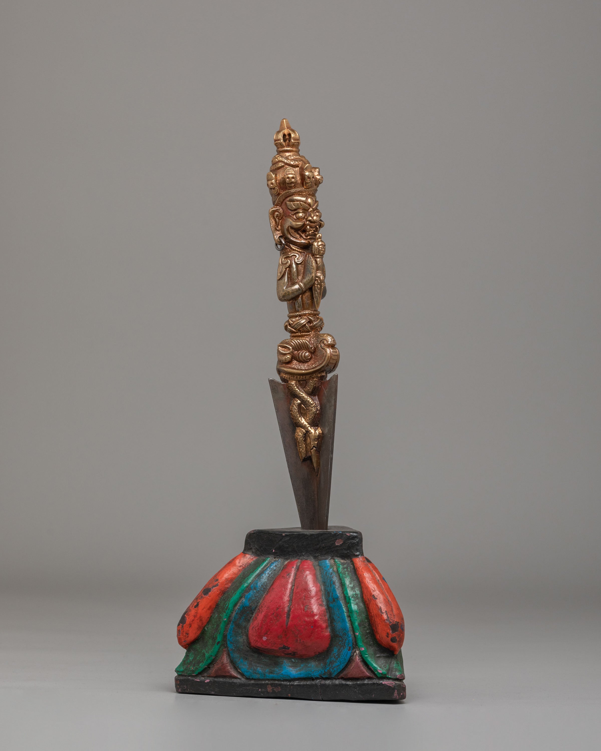 Traditional Ritual Phurba Dagger | Handcrafted Bronze & Iron Blade