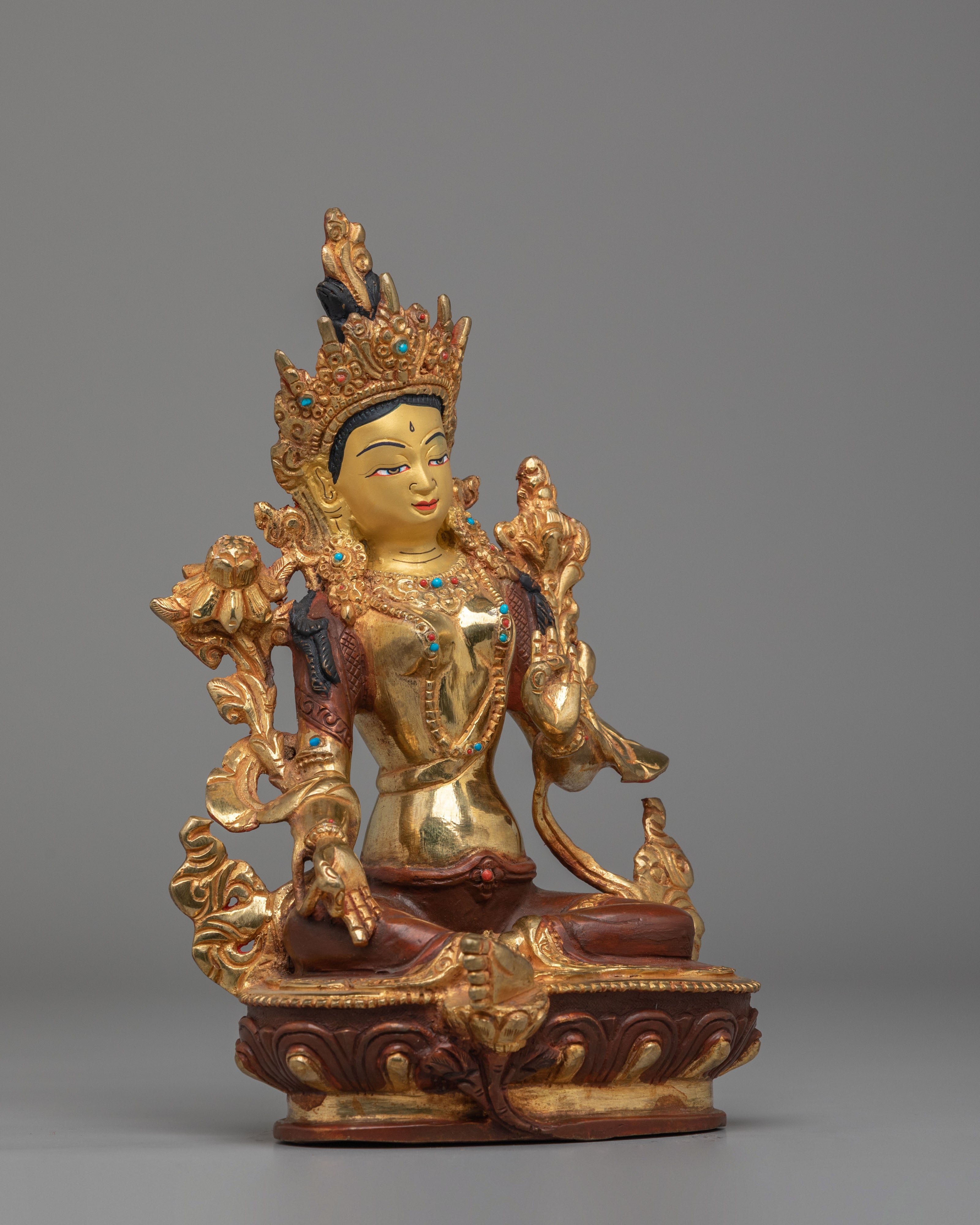 Buddhist Green Tara Deity Statue | Handmade Tibetan Art