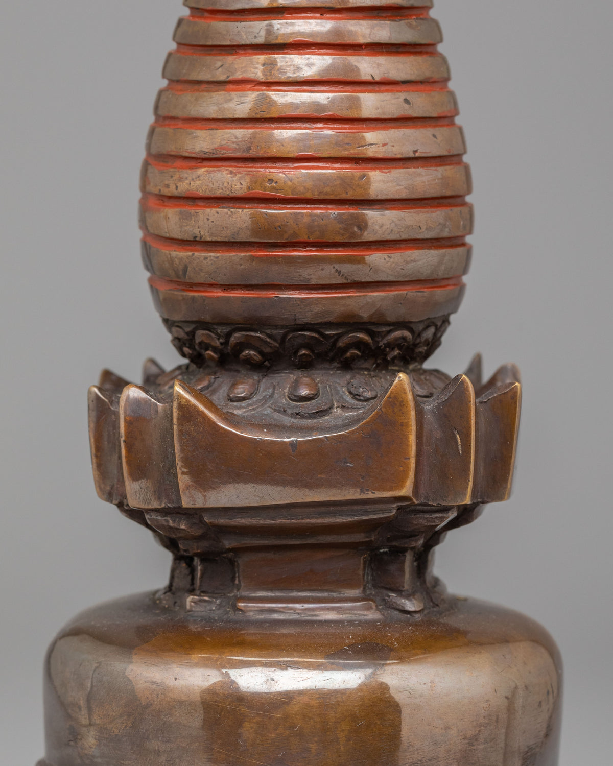 Vajrayana Kadampa Altar Stupa | Oxidized Copper Buddhist Stupa