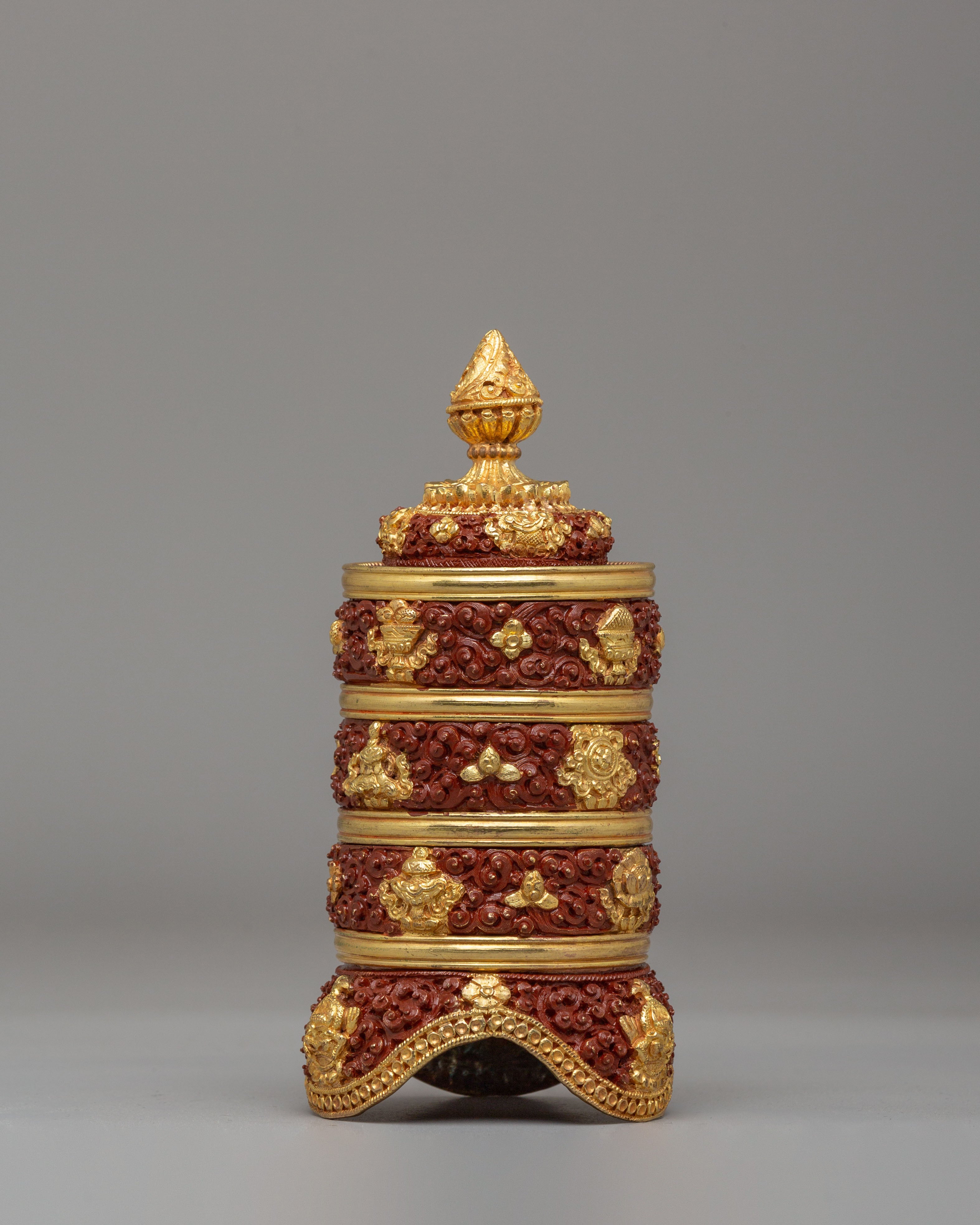 Decorative Himalayan Rice Pot | Handmade Buddhist Ritual Vessel
