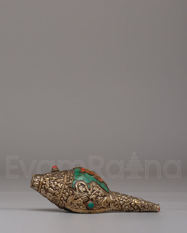 Handmade Conch for Buddhist Rituals | Tibetan Ritual Artifact