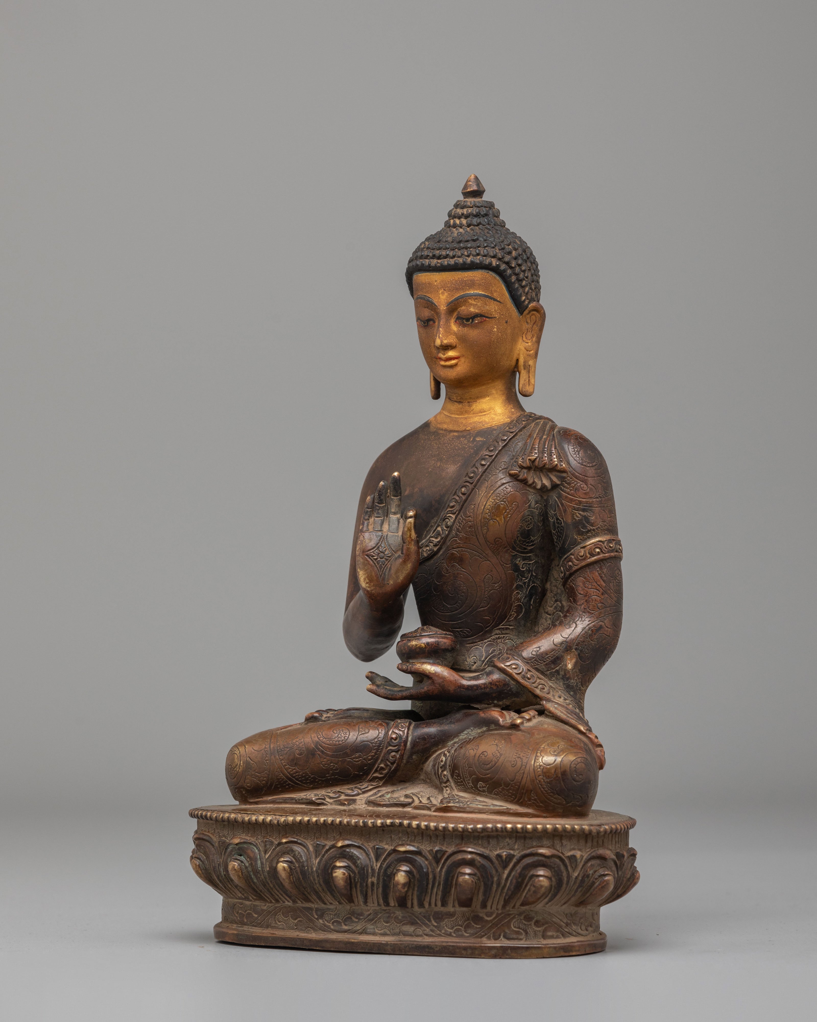 Handmade Amoghasiddhi Statue | Silver Plated Buddhist Art