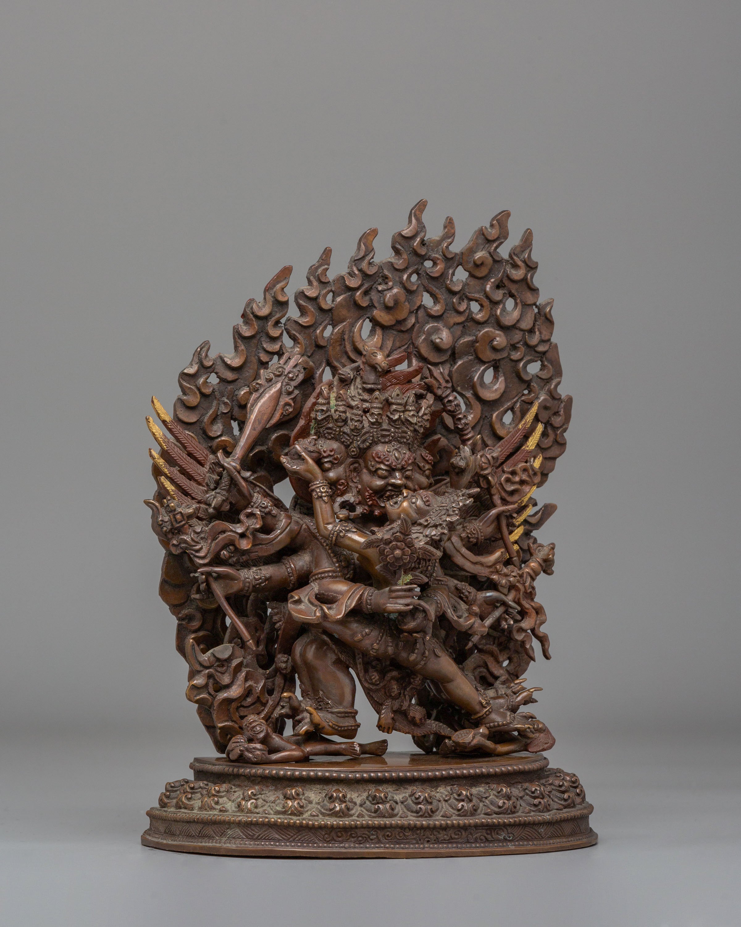 Handcrafted Hayagriva Statue | Traditional Oxidized Copper Artwork