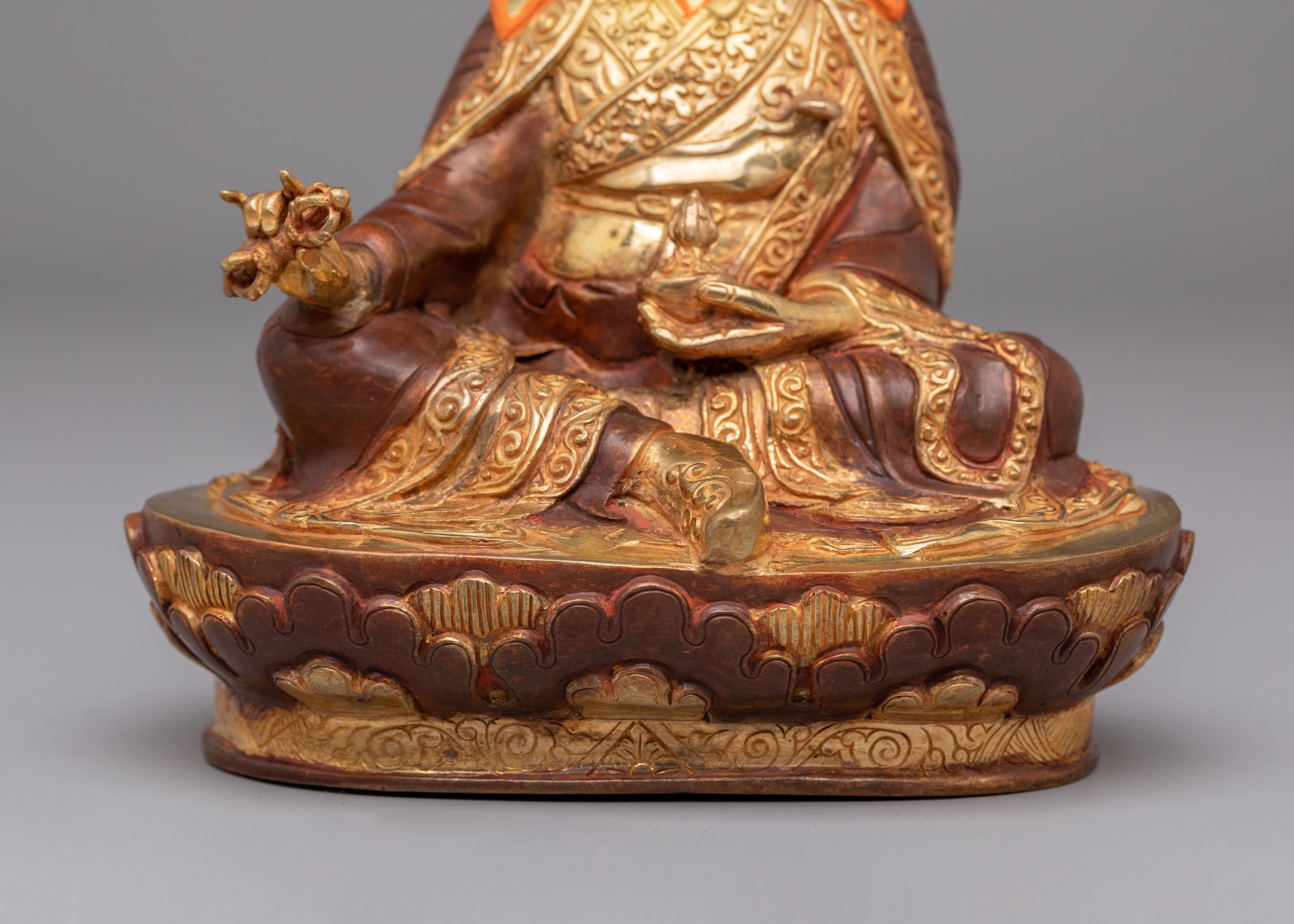 Guru Rinpoche Altar Statue | 24K Gold Plated Padmasambhava Statue