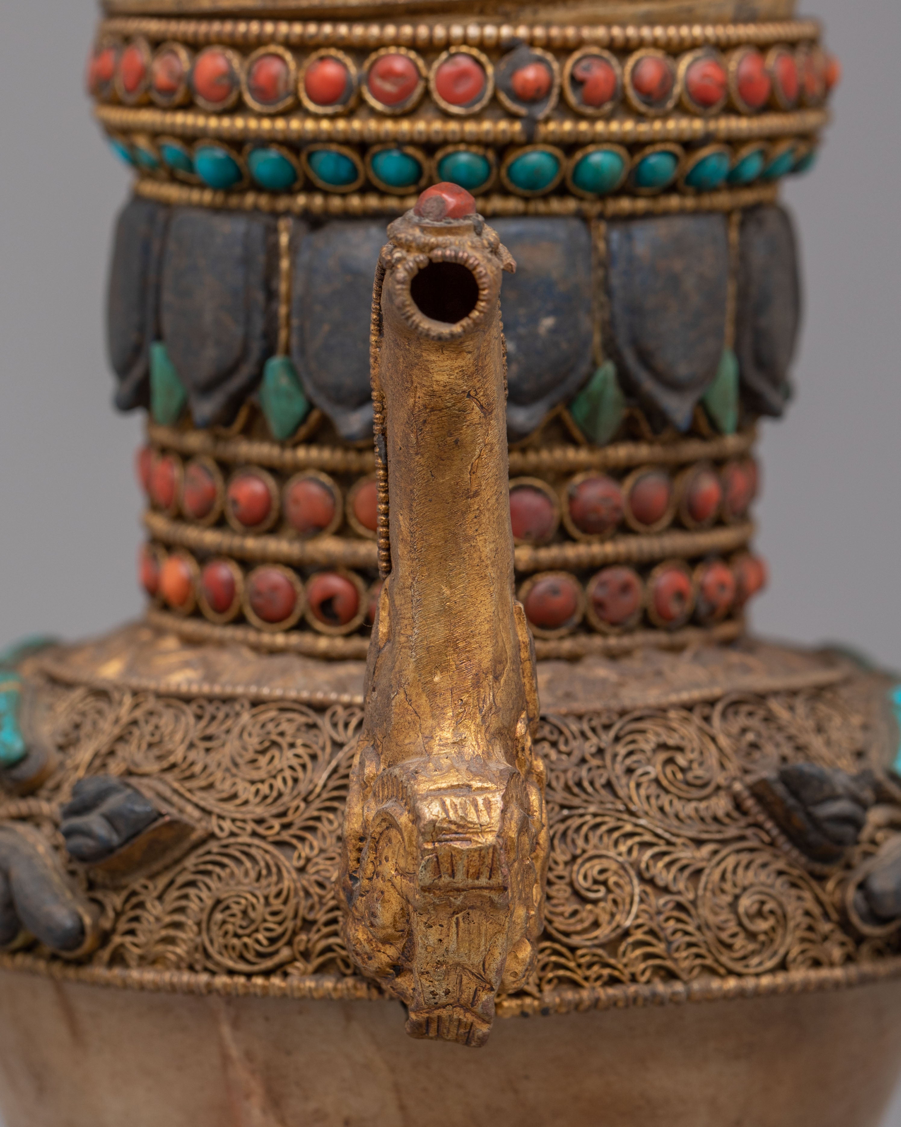 Decorative Handcrafted Teapot | Gemstone & Crystal Copper Teapot