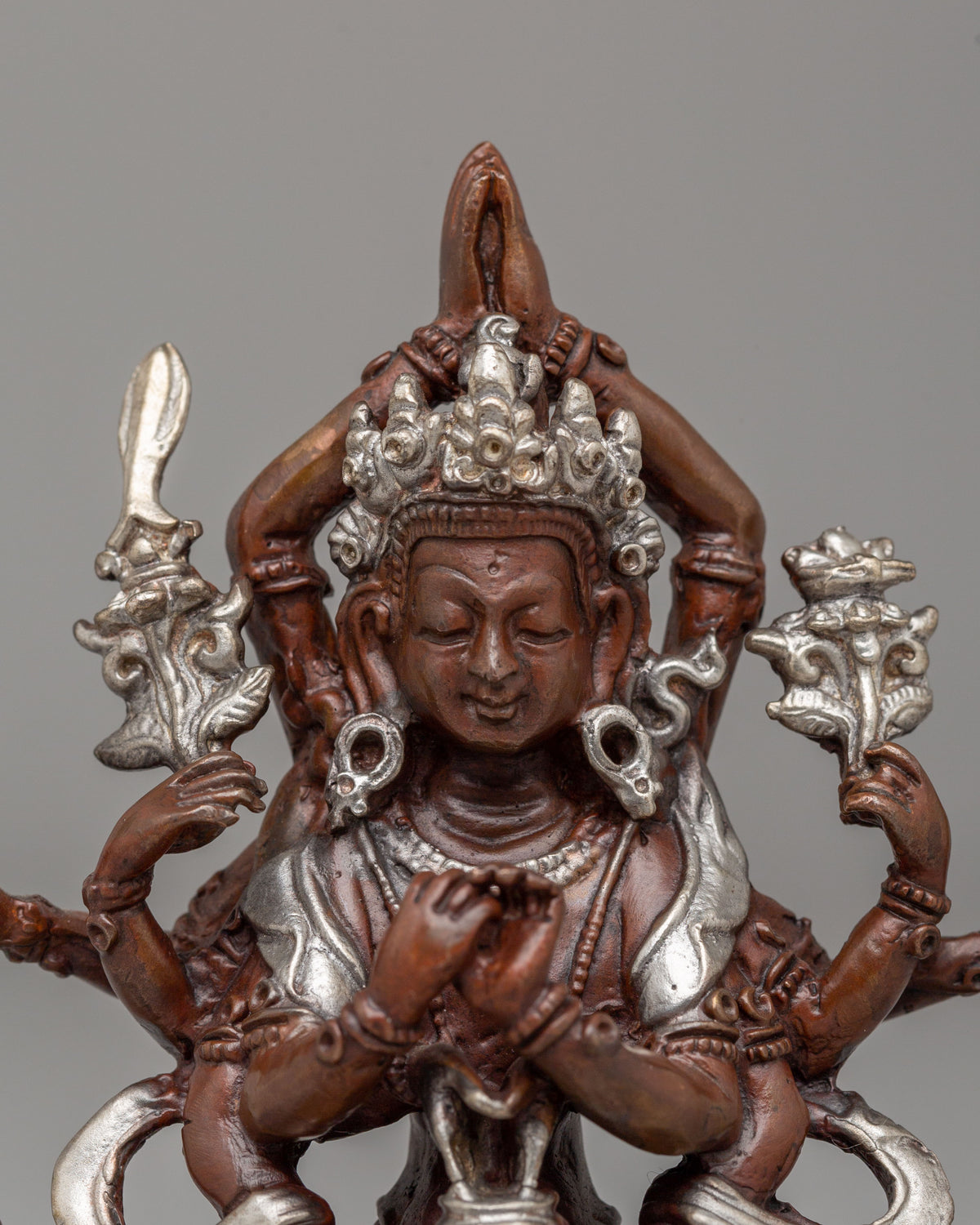 Handcrafted Tibetan Namasangiti Statue | Oxidized Copper Body with Silver Plating