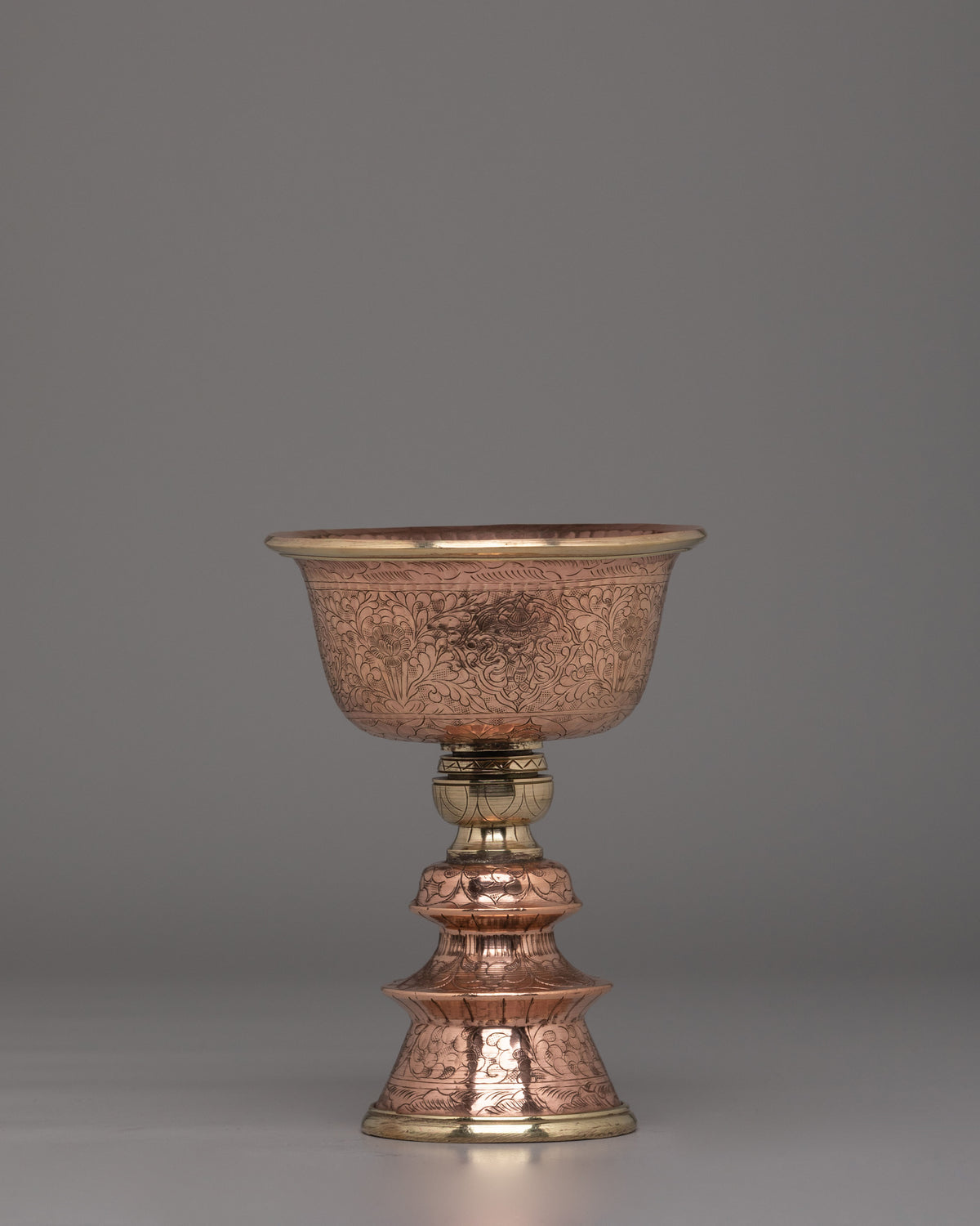 Sacred Butter Lamp Set for Meditation | Handcrafted Copper and Brass Ritual Lamps