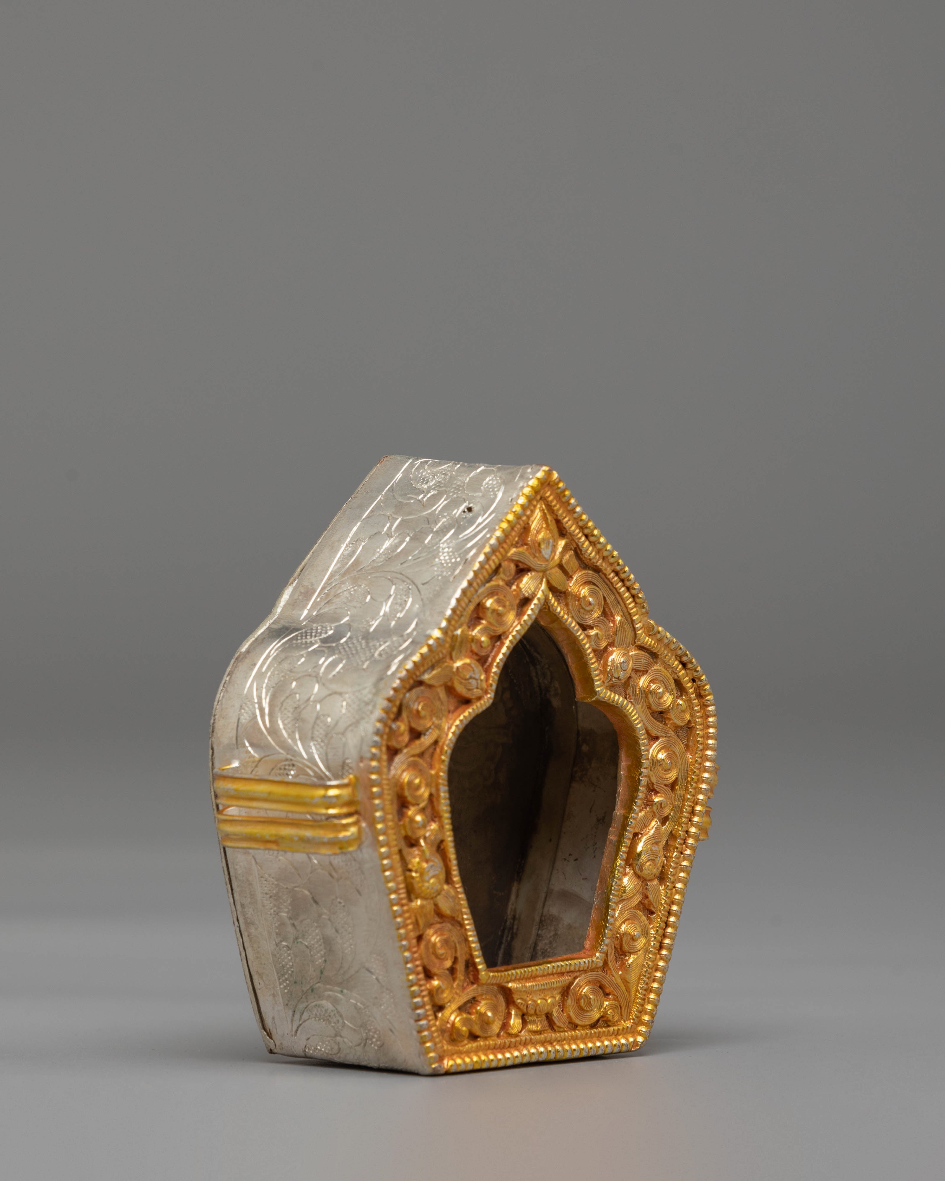 Handcrafted Tibetan Ghau Box | Copper with Electro Gold and Silver Plating