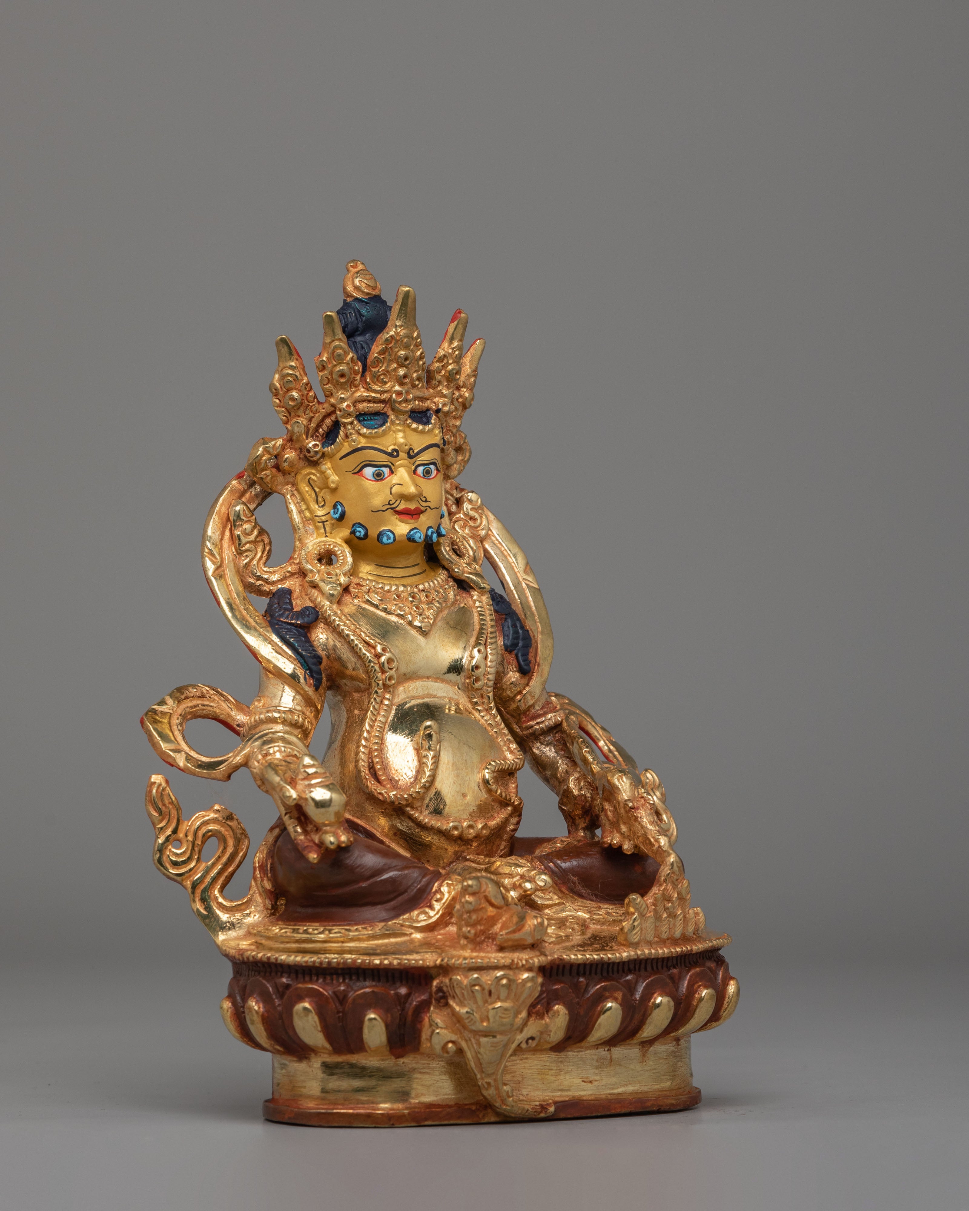 Traditional Dzambhala Wealth Deity Statue | Copper Body for Spiritual Blessings