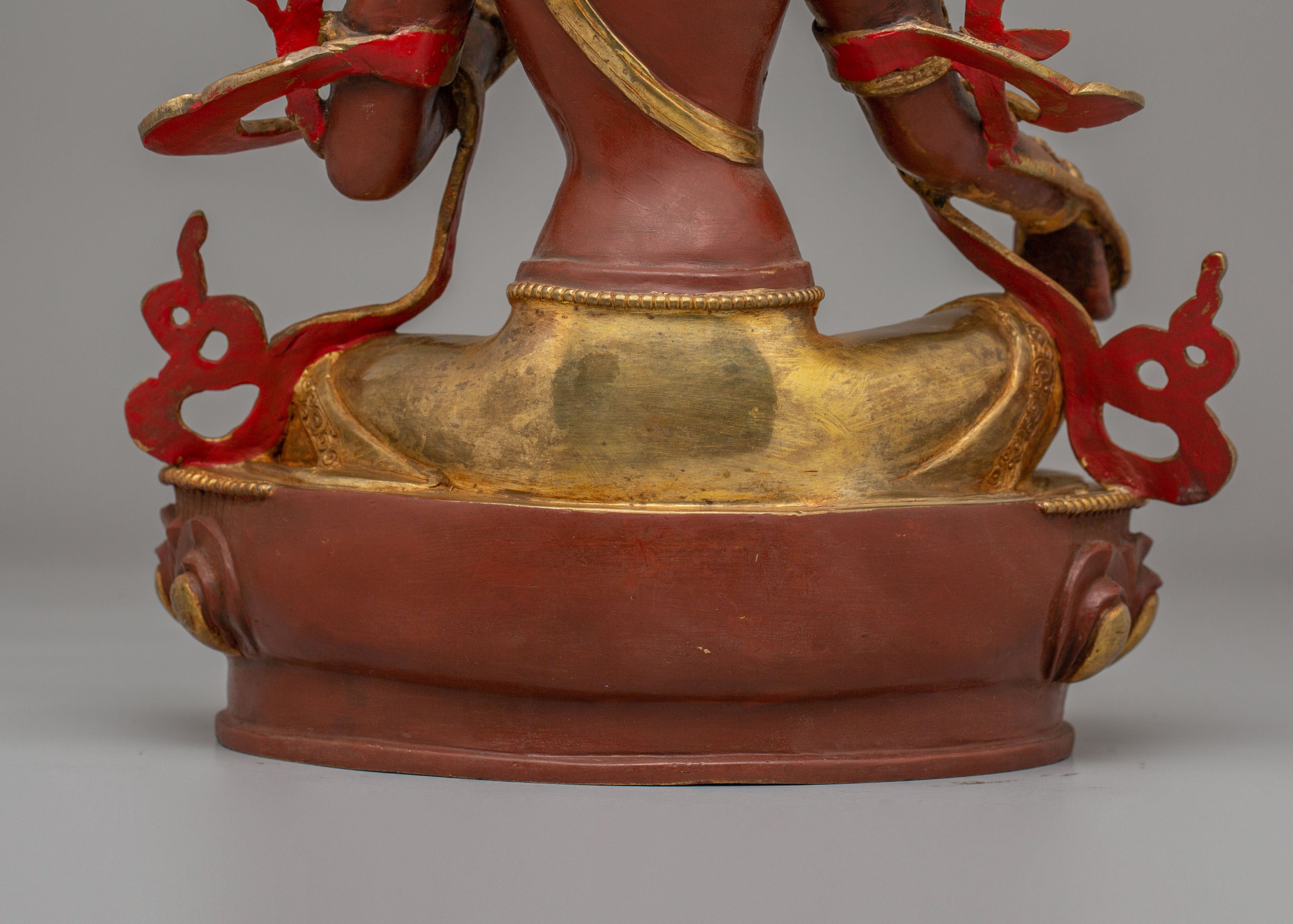 Sacred Green Tara Devotional Statue | Tibetan Copper Statue for Meditation