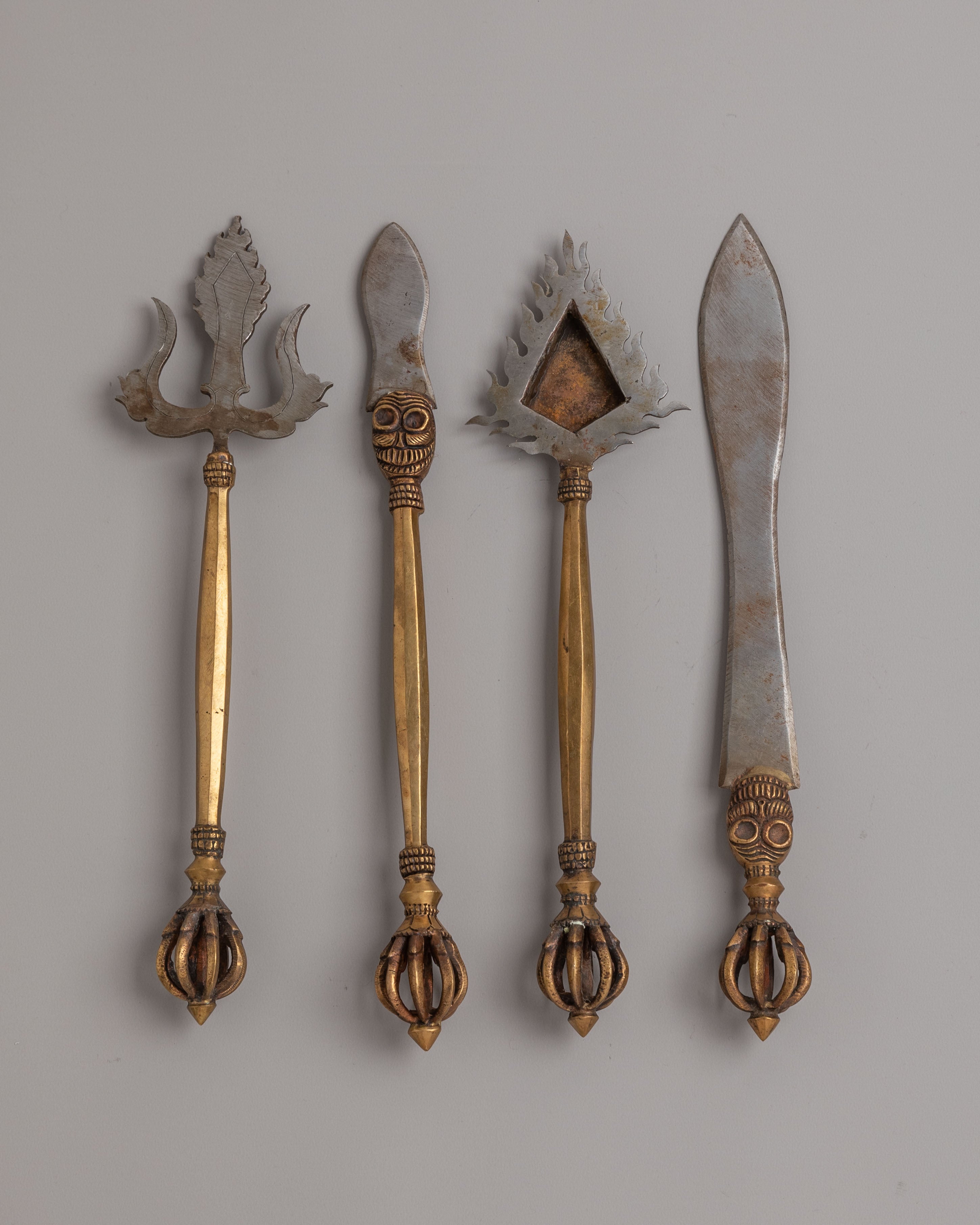 Tibetan Ritual Items Set | Handcrafted Religious Artifacts for Sacred Ceremonies