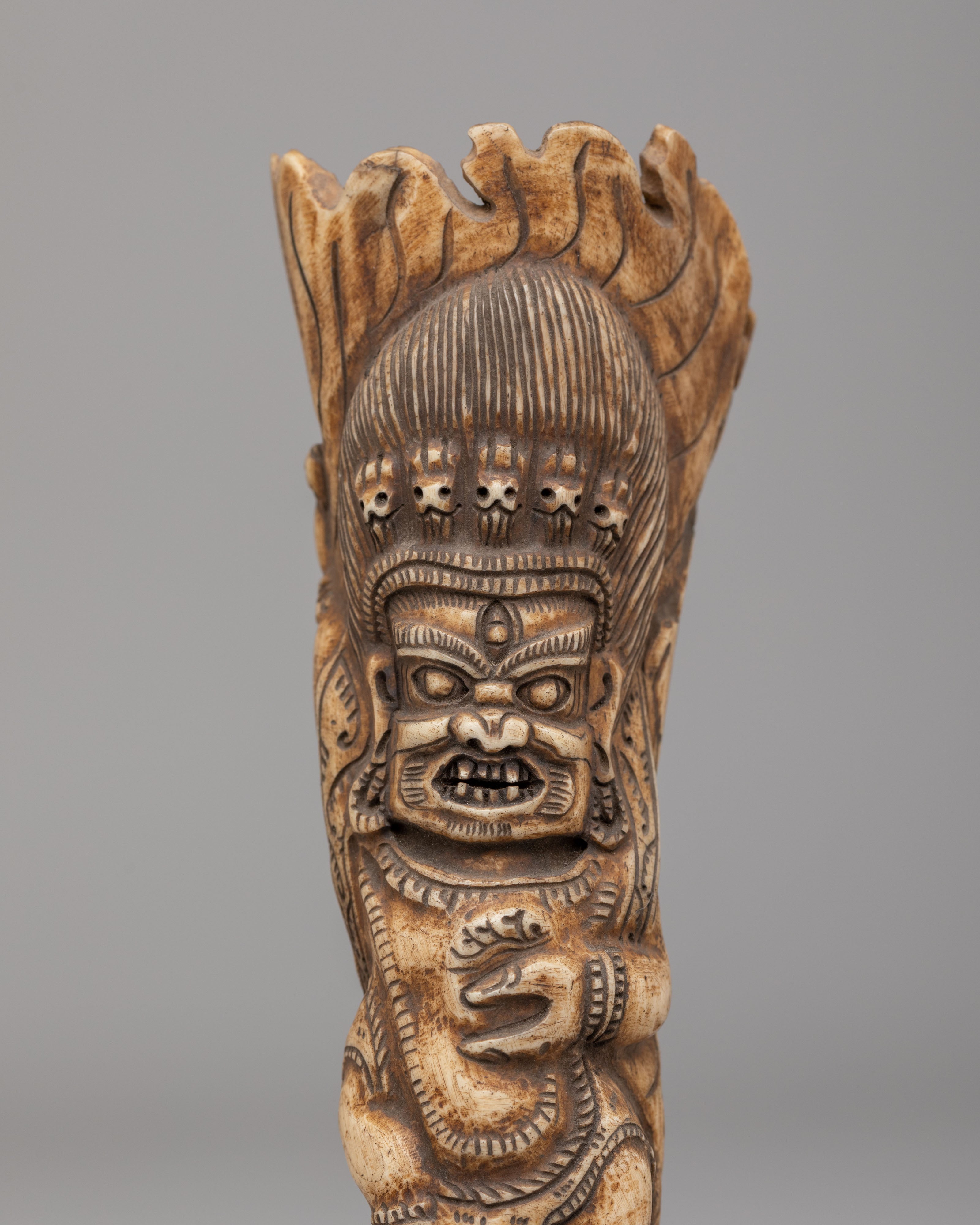 Handcrafted Mahakala Bone Stamp | Sacred Altar Art