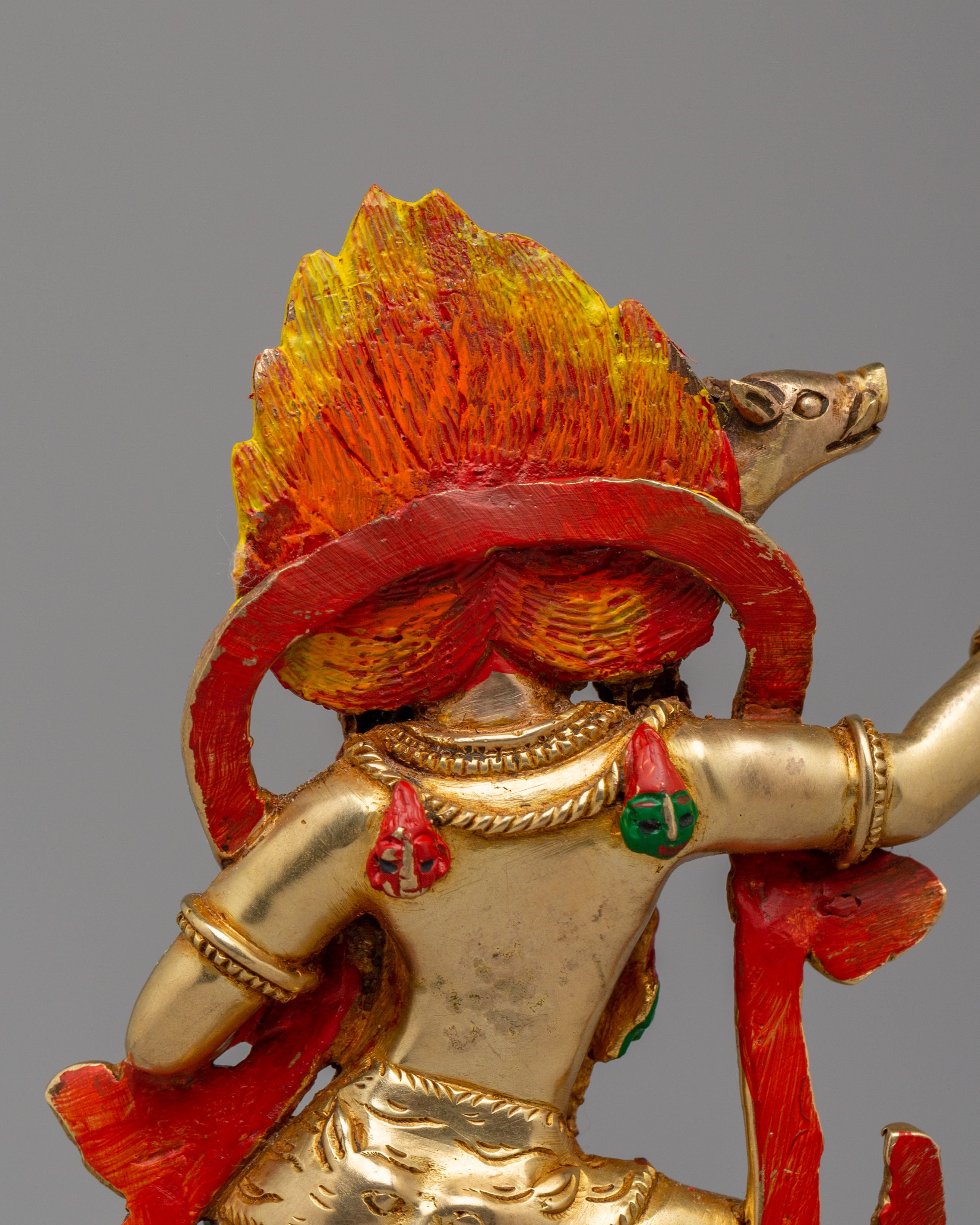 Protector Deity Dorje Phagmo Statue | Handcrafted Copper Body with Gold Plating