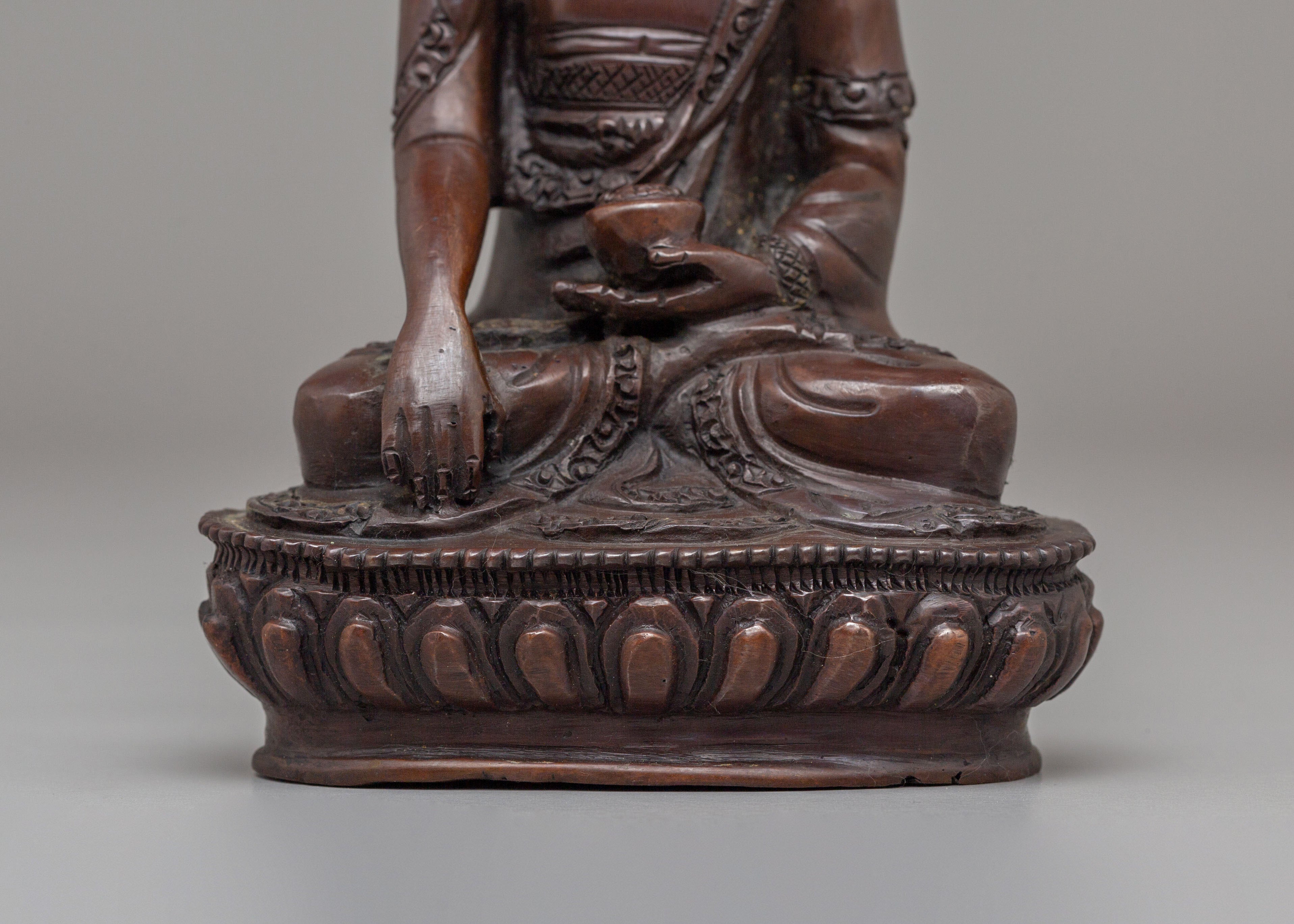 Historical Shakyamuni Buddha Sculpture | Oxidized Copper Buddhist Statue