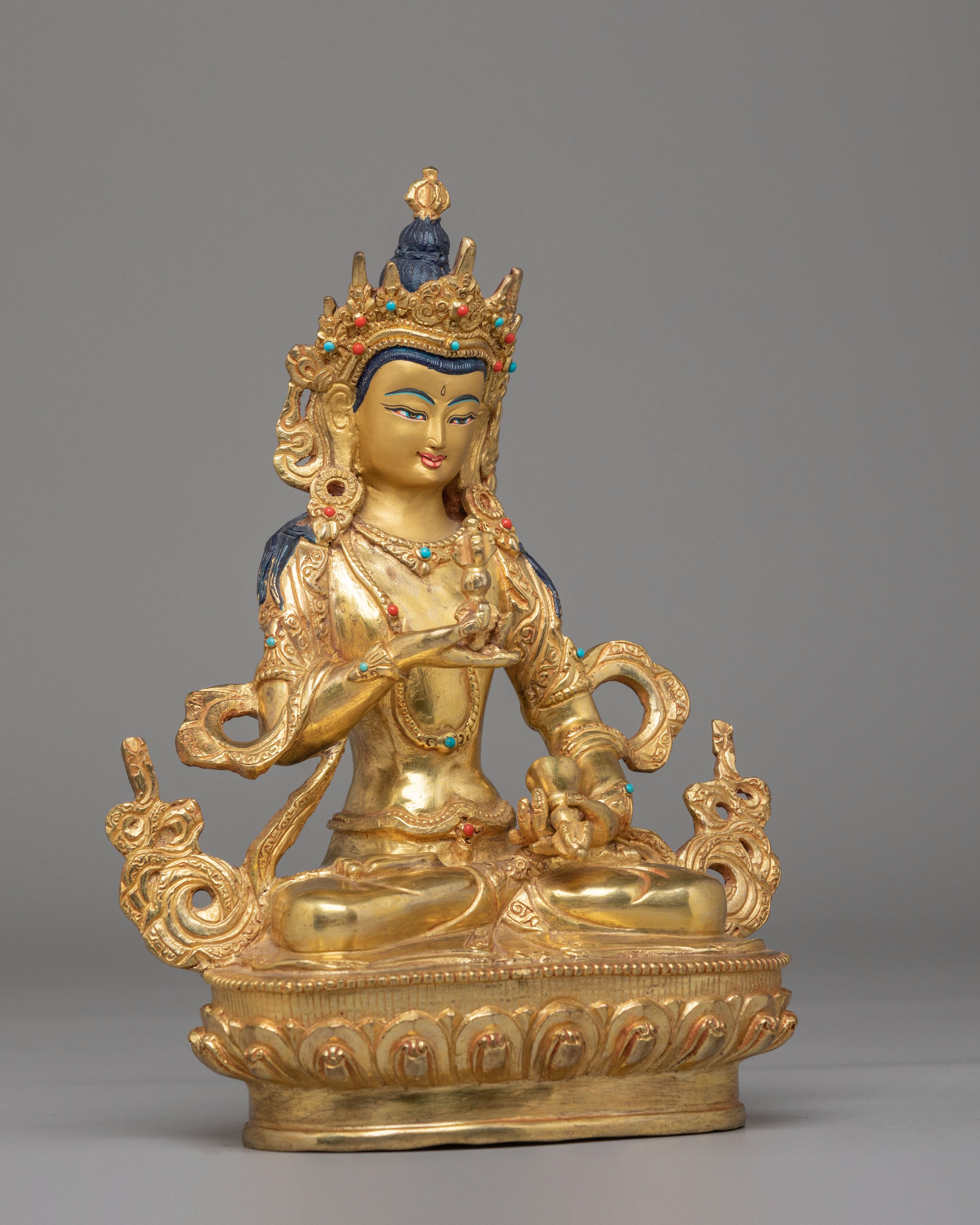 Traditional Tibetan Vajrasattva Statue | Gold Plated Buddhist Purification Deity