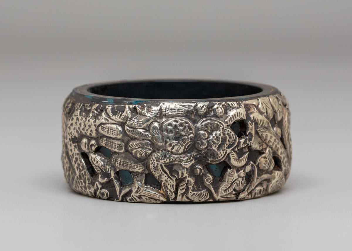 Traditional Buddhist Bracelet | Handmade White Metal Bracelet