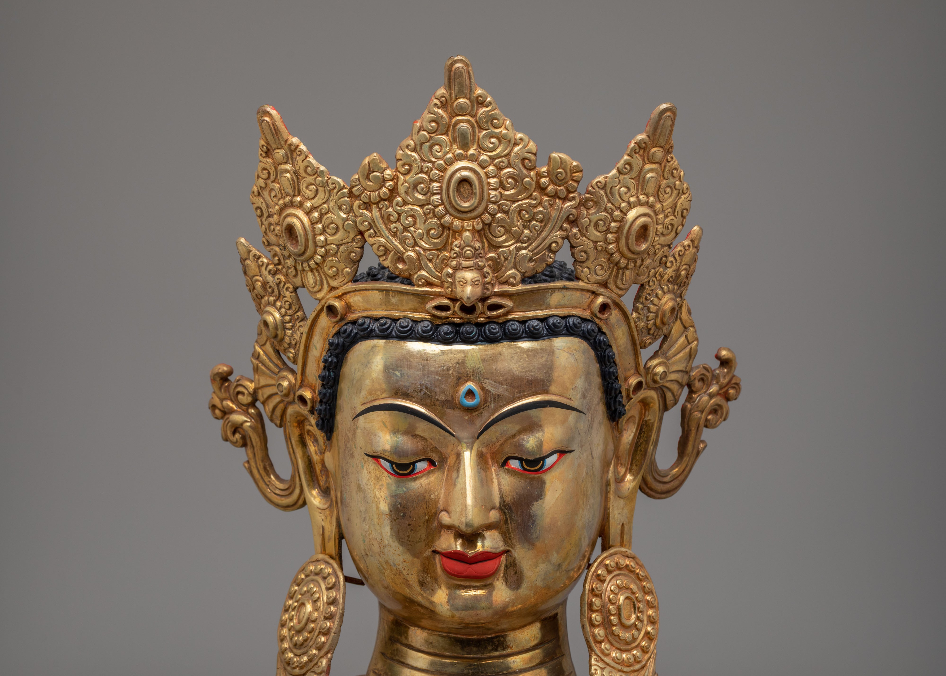 Crowned Buddha Head Altar Decor | Spiritual Decor