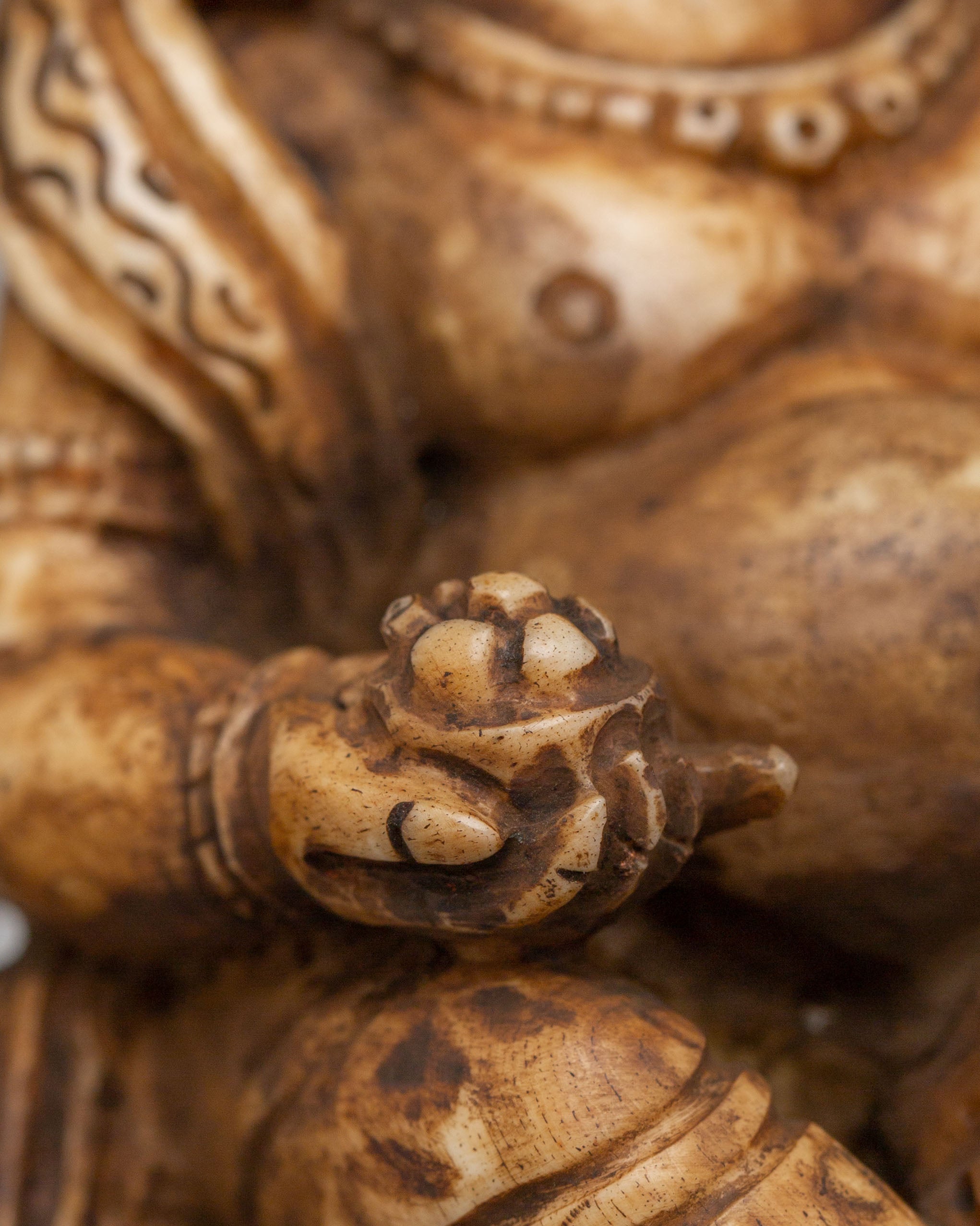 Buddhist Dzambhala Wealth Deity Sculpture | Buffalo Bone Buddhist Sculpture