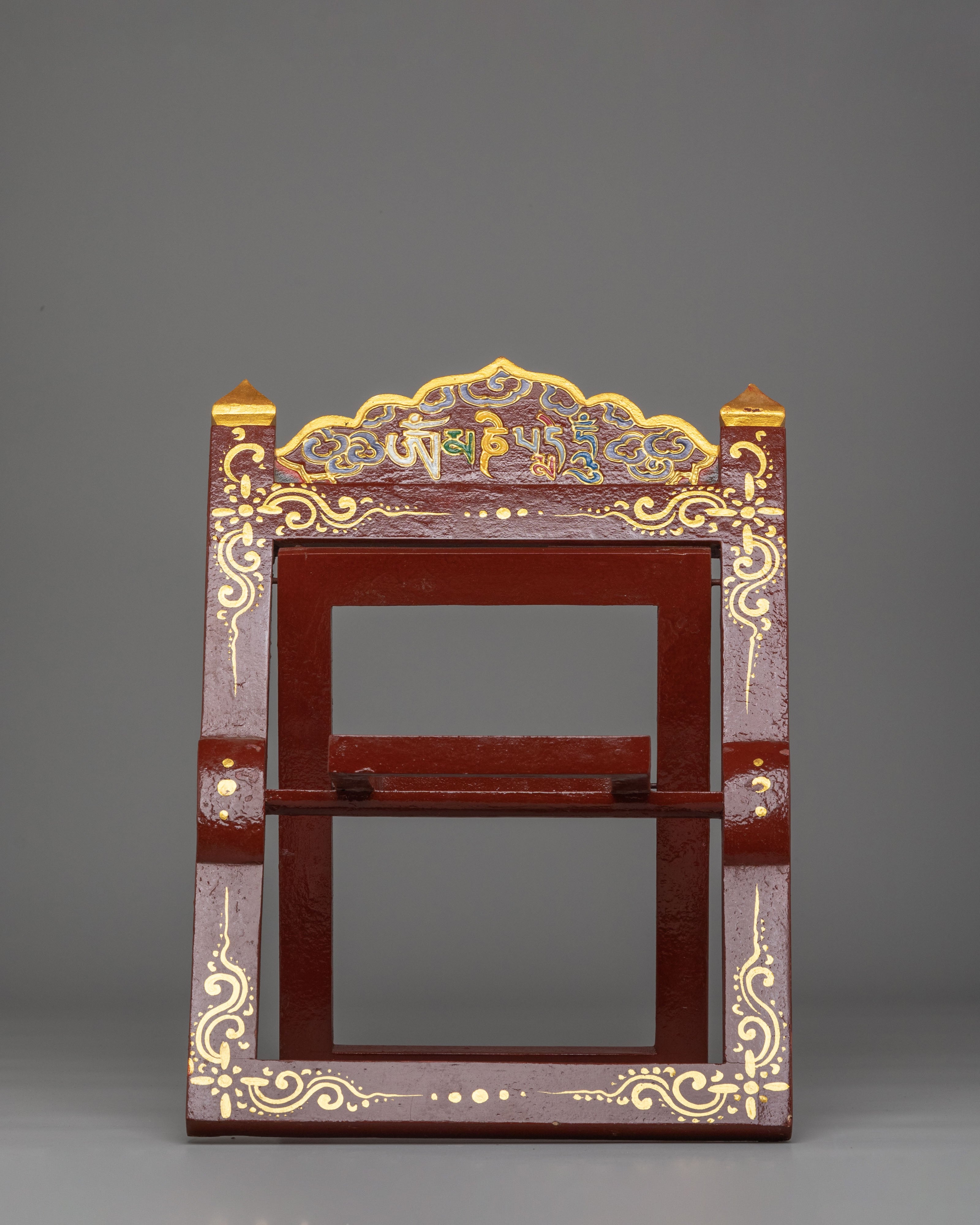 Handcrafted Wooden Book Stand | Traditional Tibetan Decorative Book Holder
