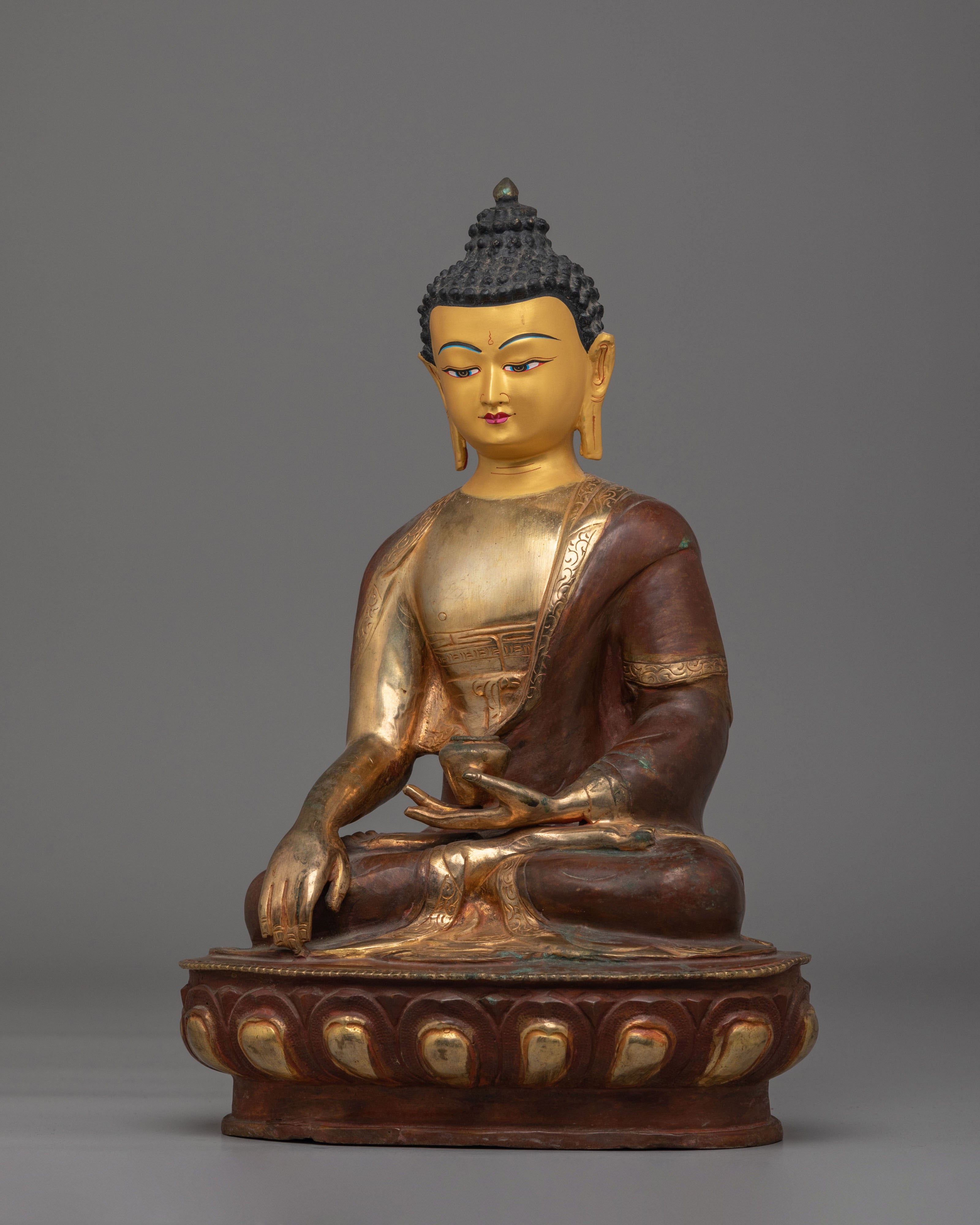 24K Gold Plated Shakyamuni Buddha Statue | Himalayan Buddhist Art