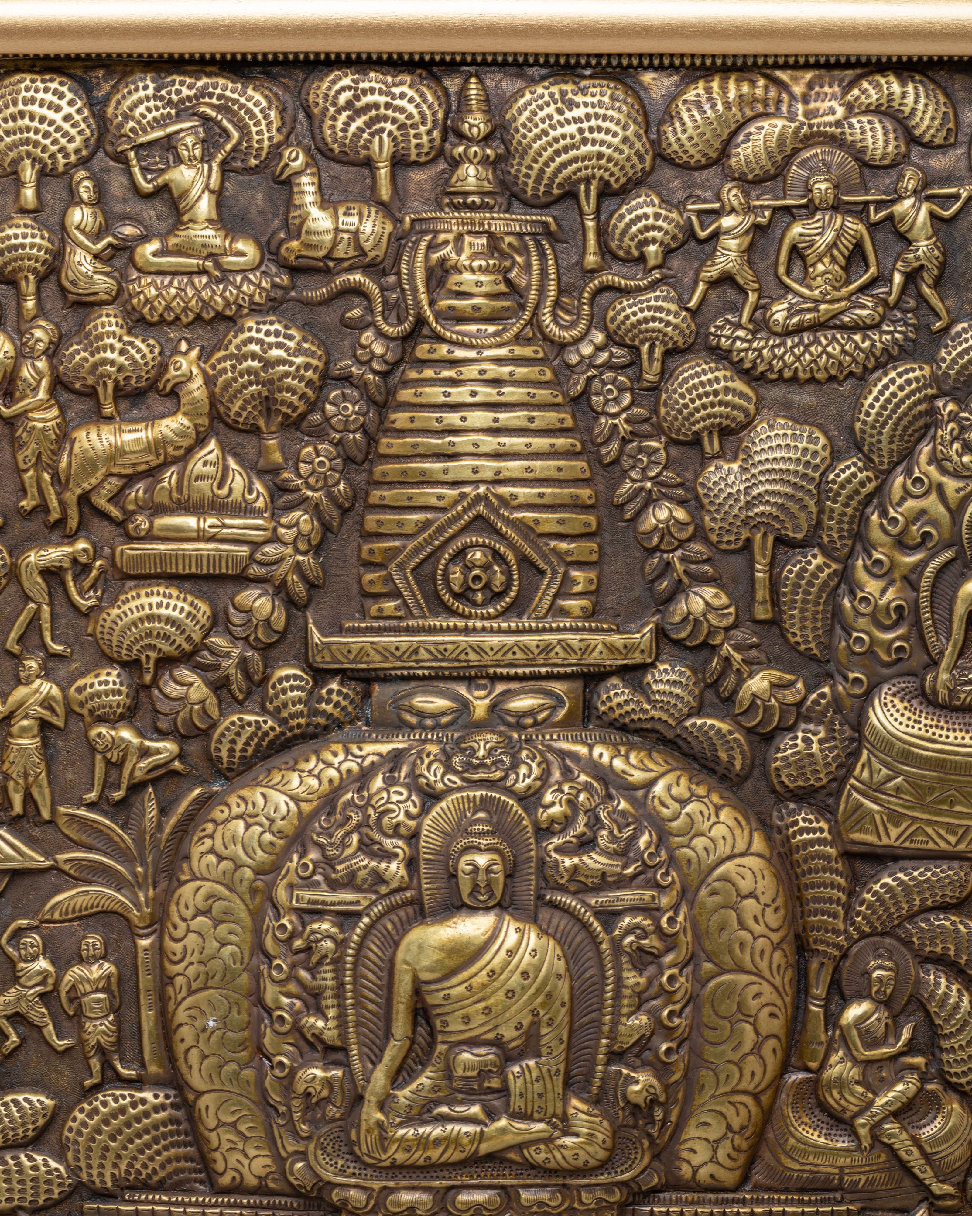 Handmade Buddha Life Story Wall Hanging | Brass Buddhist Artwork