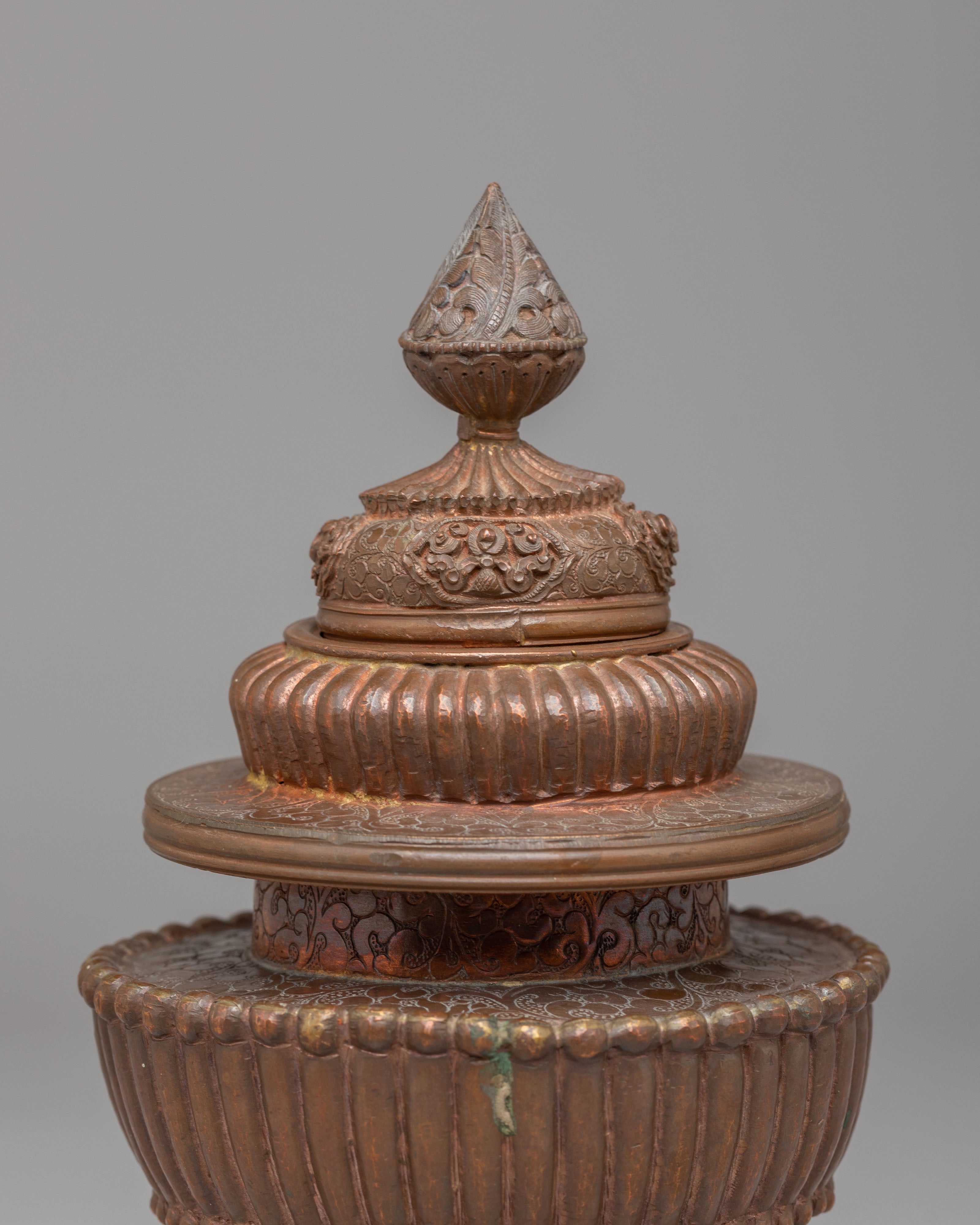 Handcrafted Altar Buddhist Rice Pot | Copper Offering Vessel