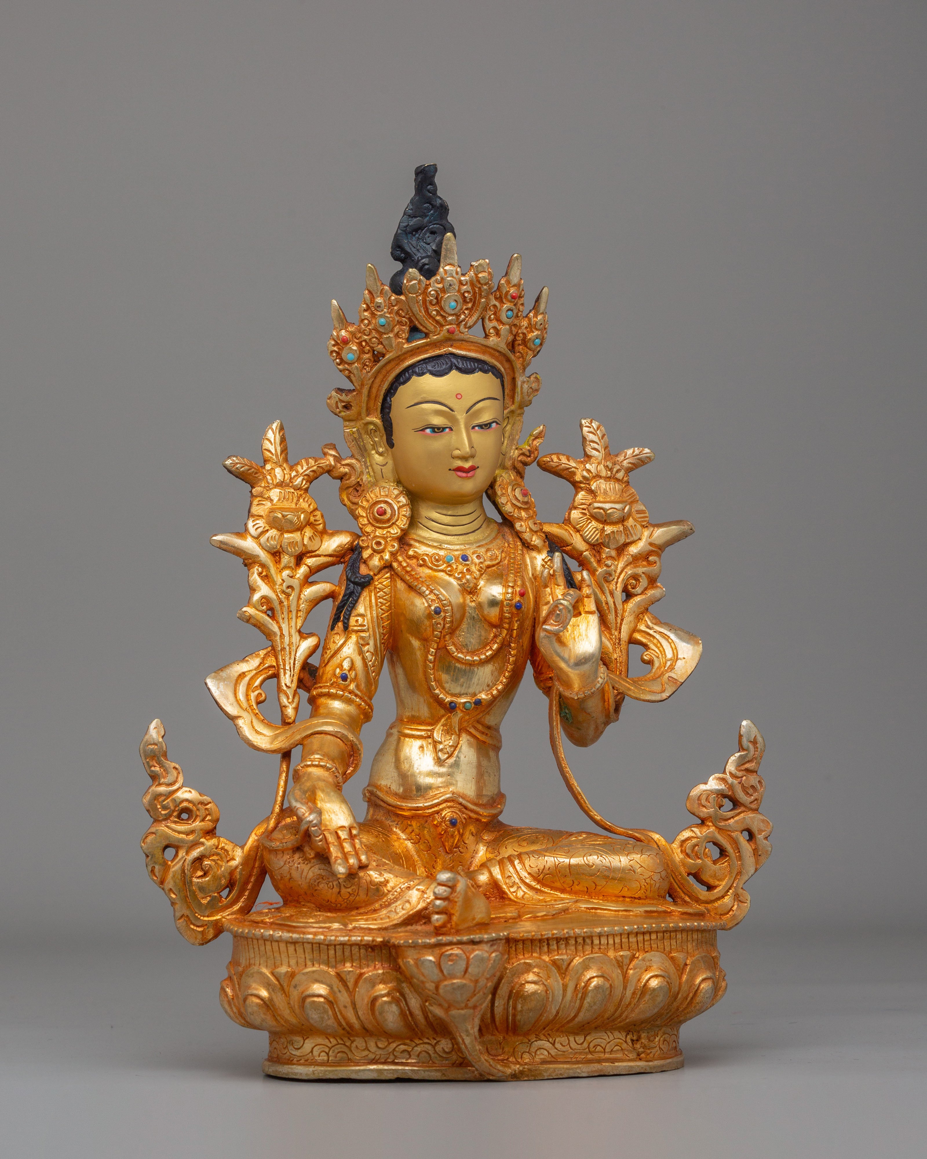 Vajrayana Green Tara Compassion Deity Statue | Tibetan Handmade Art