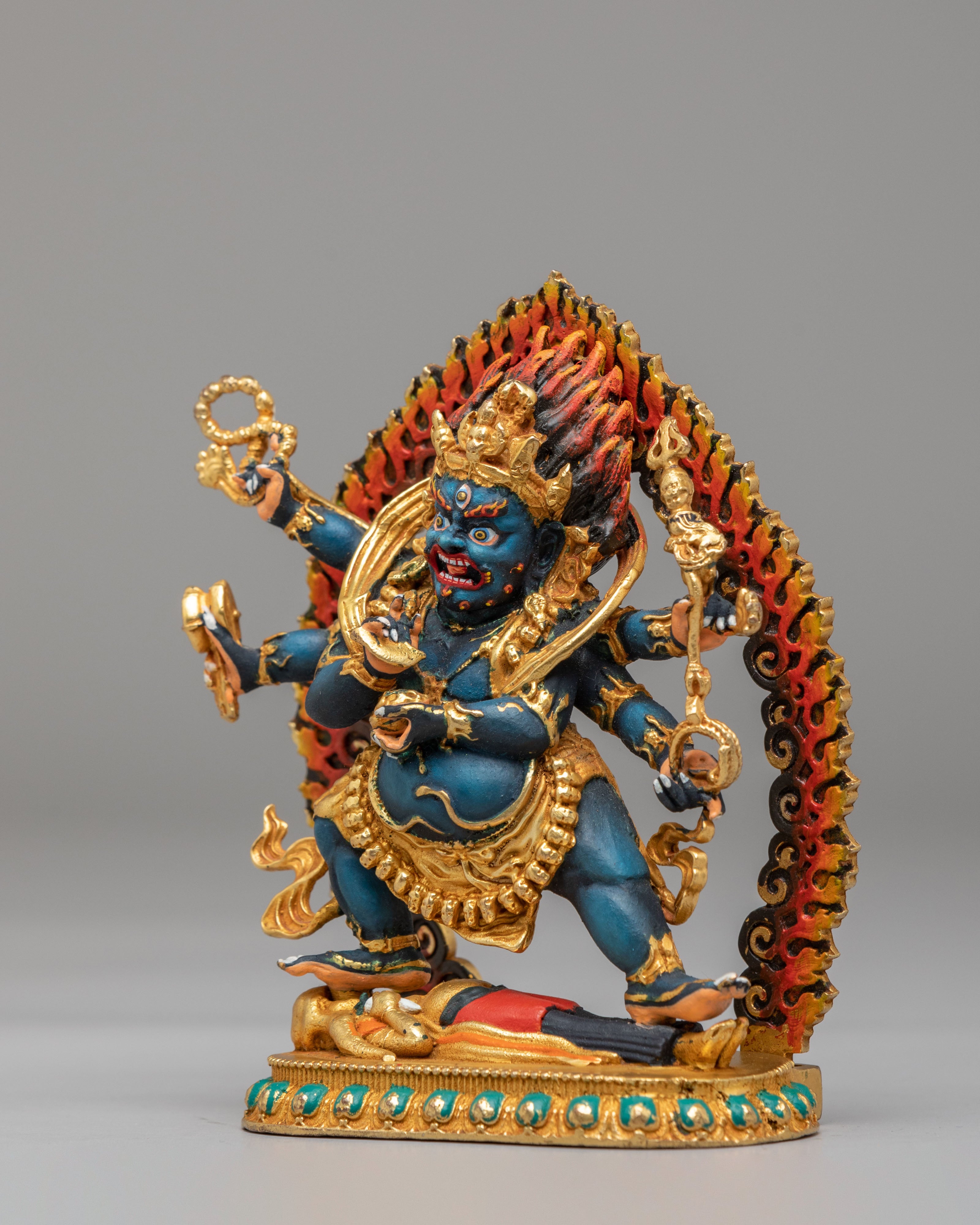 Buddhist Six-Armed Mahakala Statue | Tibetan Protector Deity Artwork