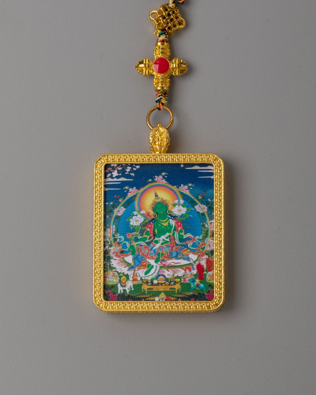 Sacred Green Tara Pendant | Tibetan Buddhist Artwork for Compassion & Protection