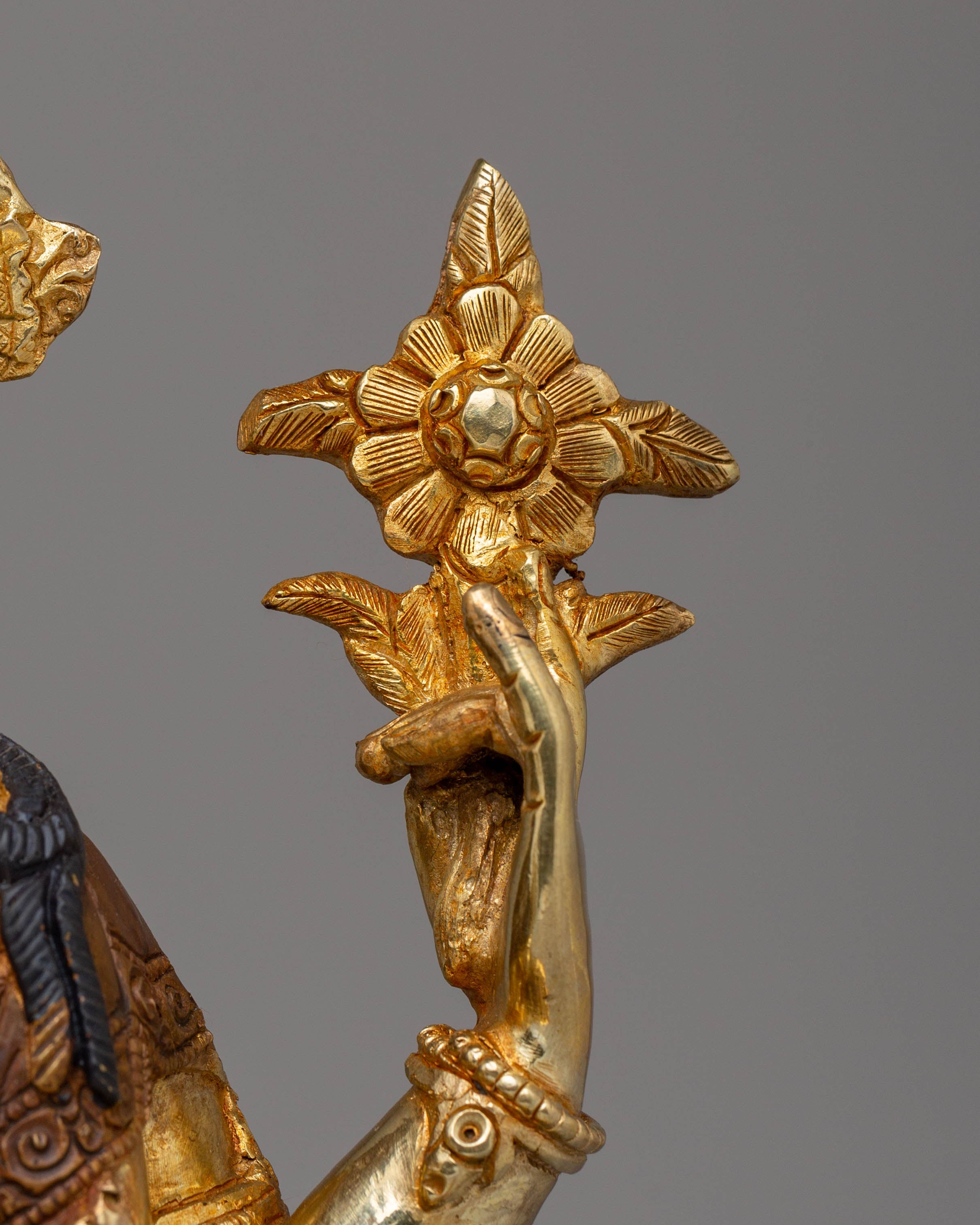 Handmade Golden Statue of Chenrezig | Tibetan Artwork