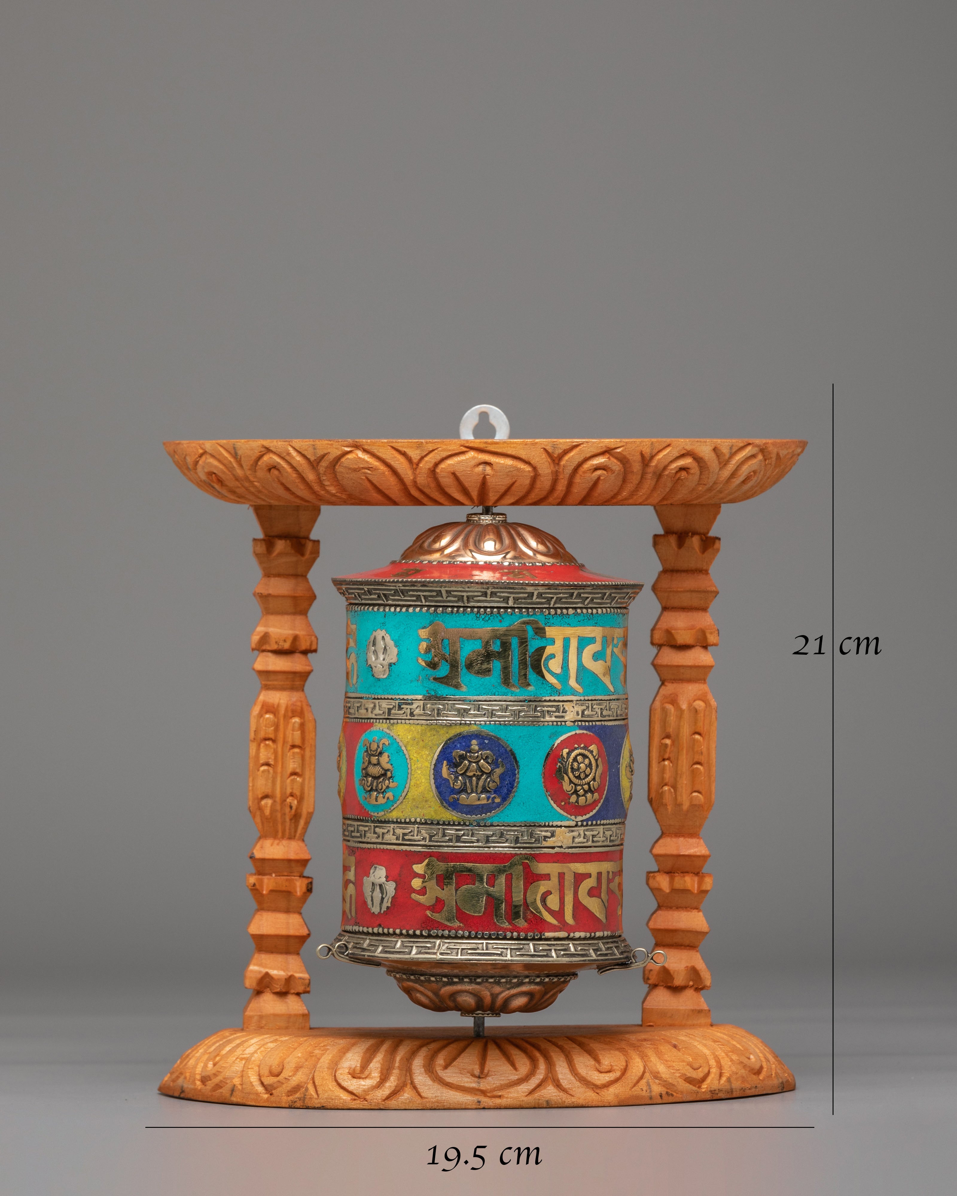 Carved Mantra Buddhist Prayer Wheel | Spiritual Home Decor
