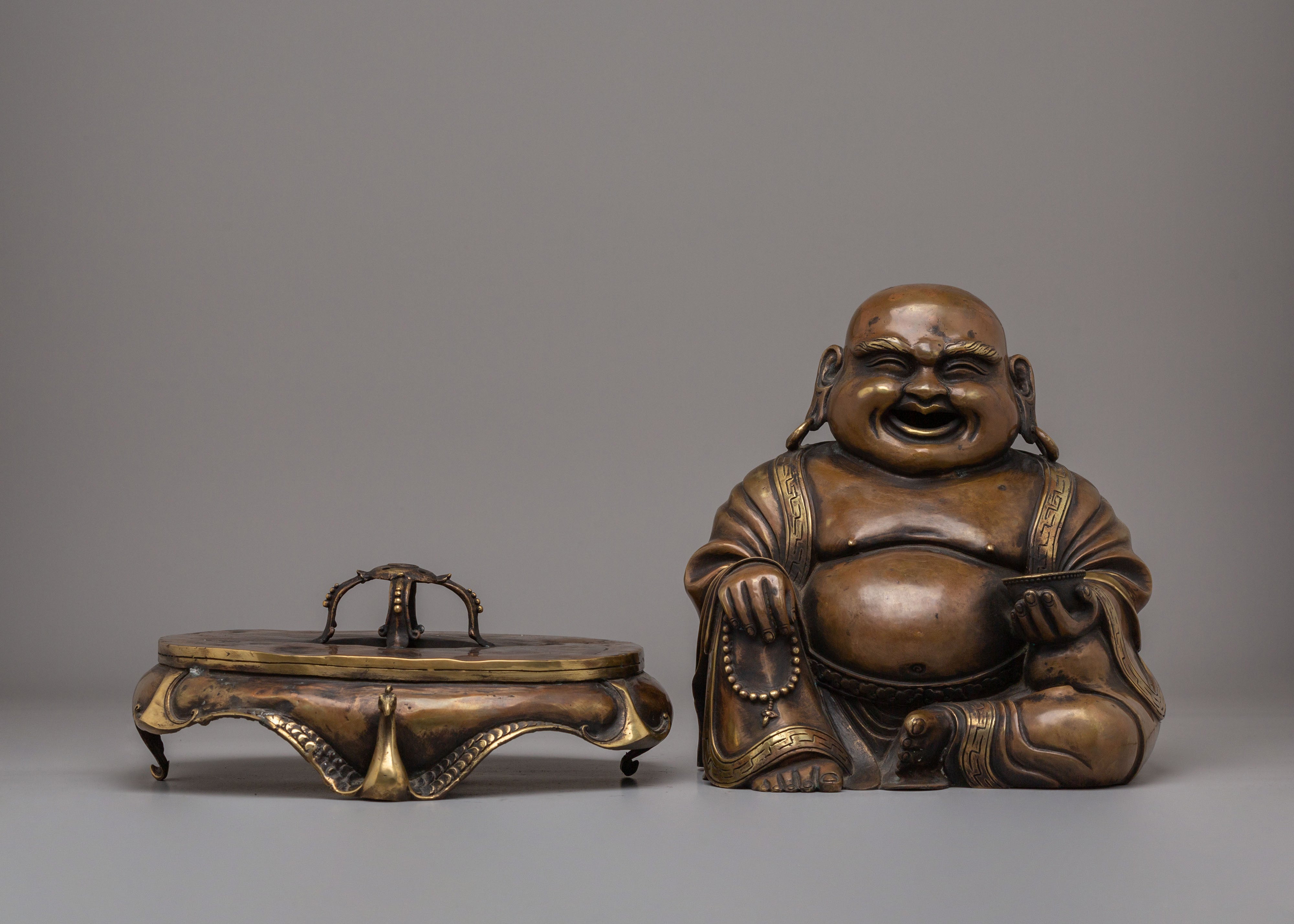 Handcrafted Laughing Buddha Incense Burner | Decorative Incense Burner for Meditation