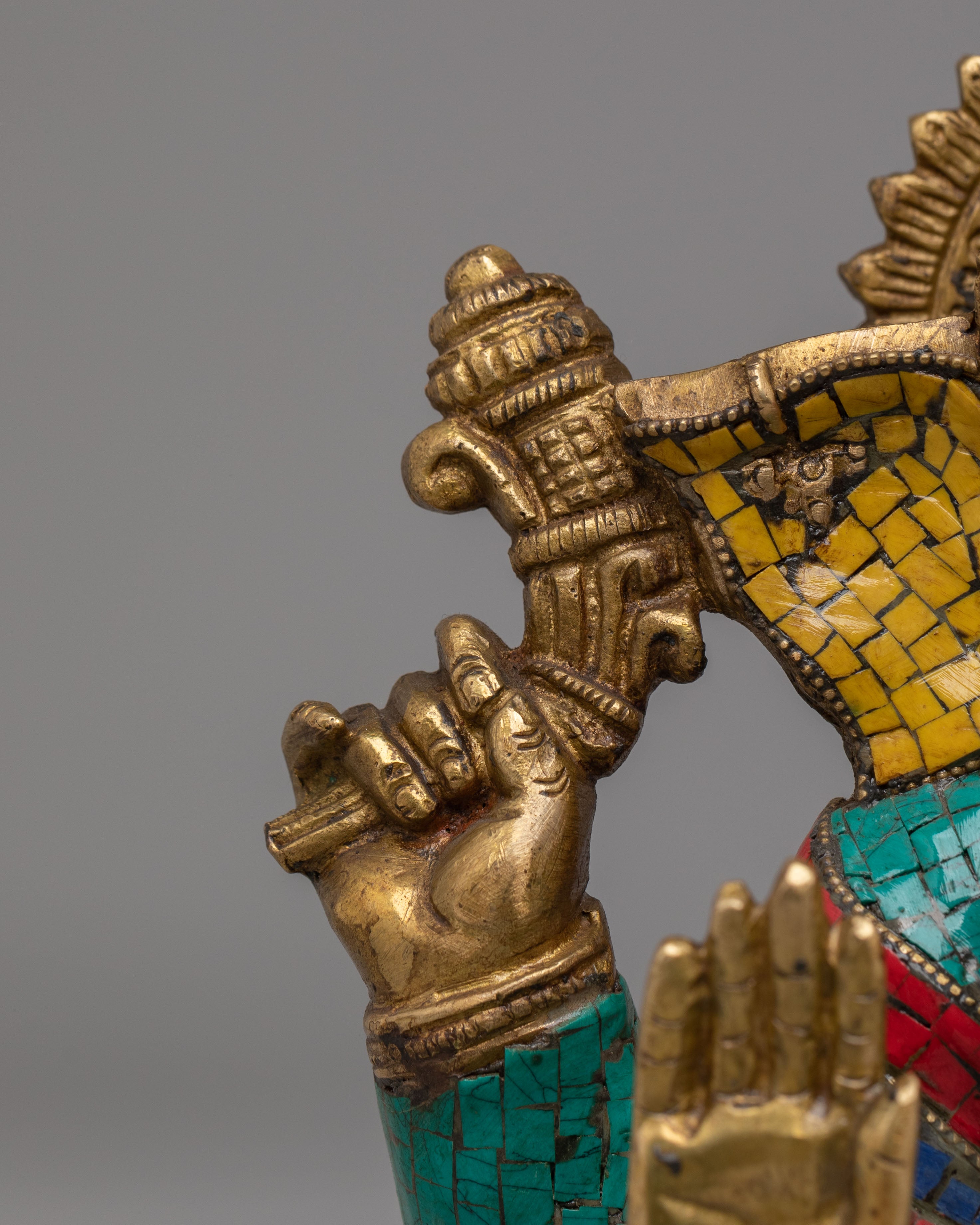 Traditional Hindu Ganesha Statue | Brass Gemstone Hindu Deity Sculpture