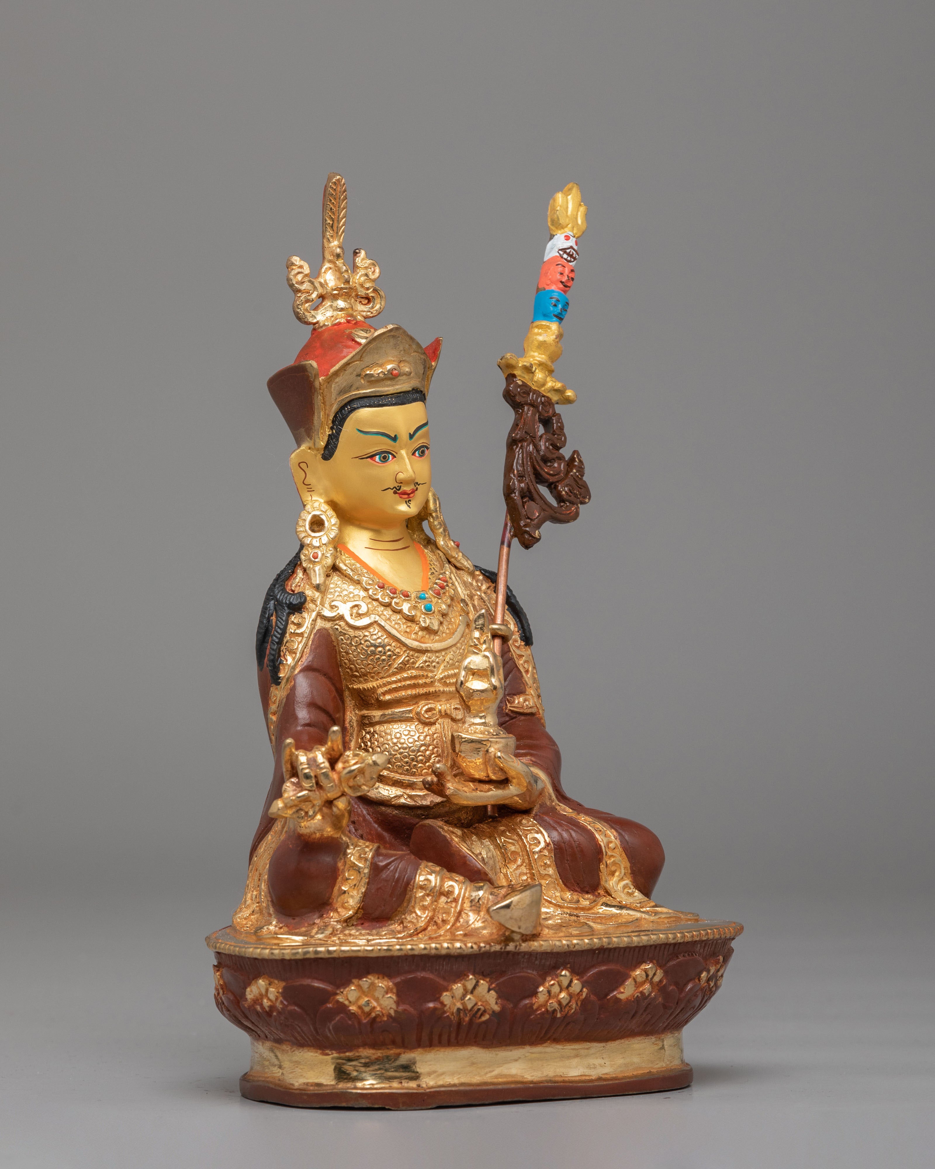 Buddhist Protector Guru Rinpoche Statue | 24K Gold Gilded Tibetan Art