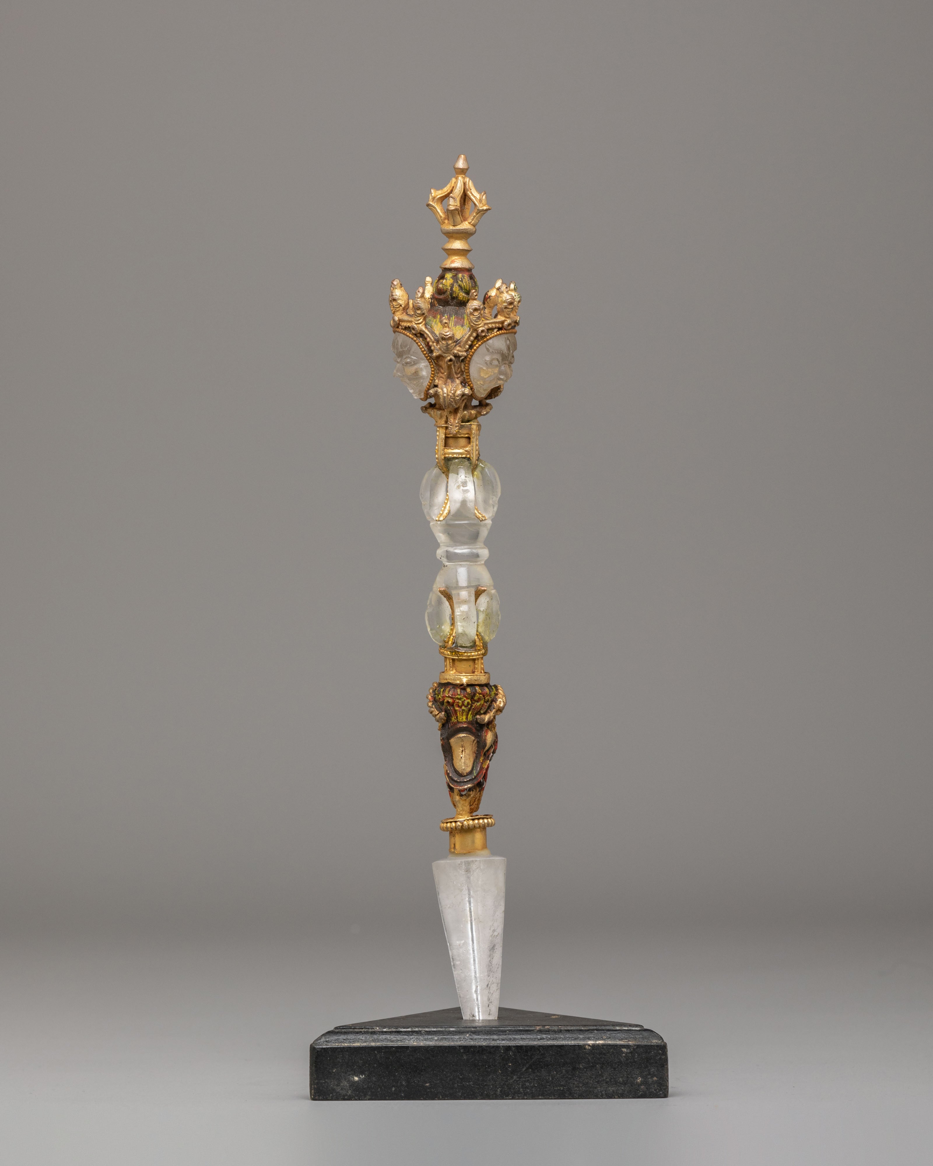 Sacred Buddhist Crystal Ritual Dagger | Phurba for Altar