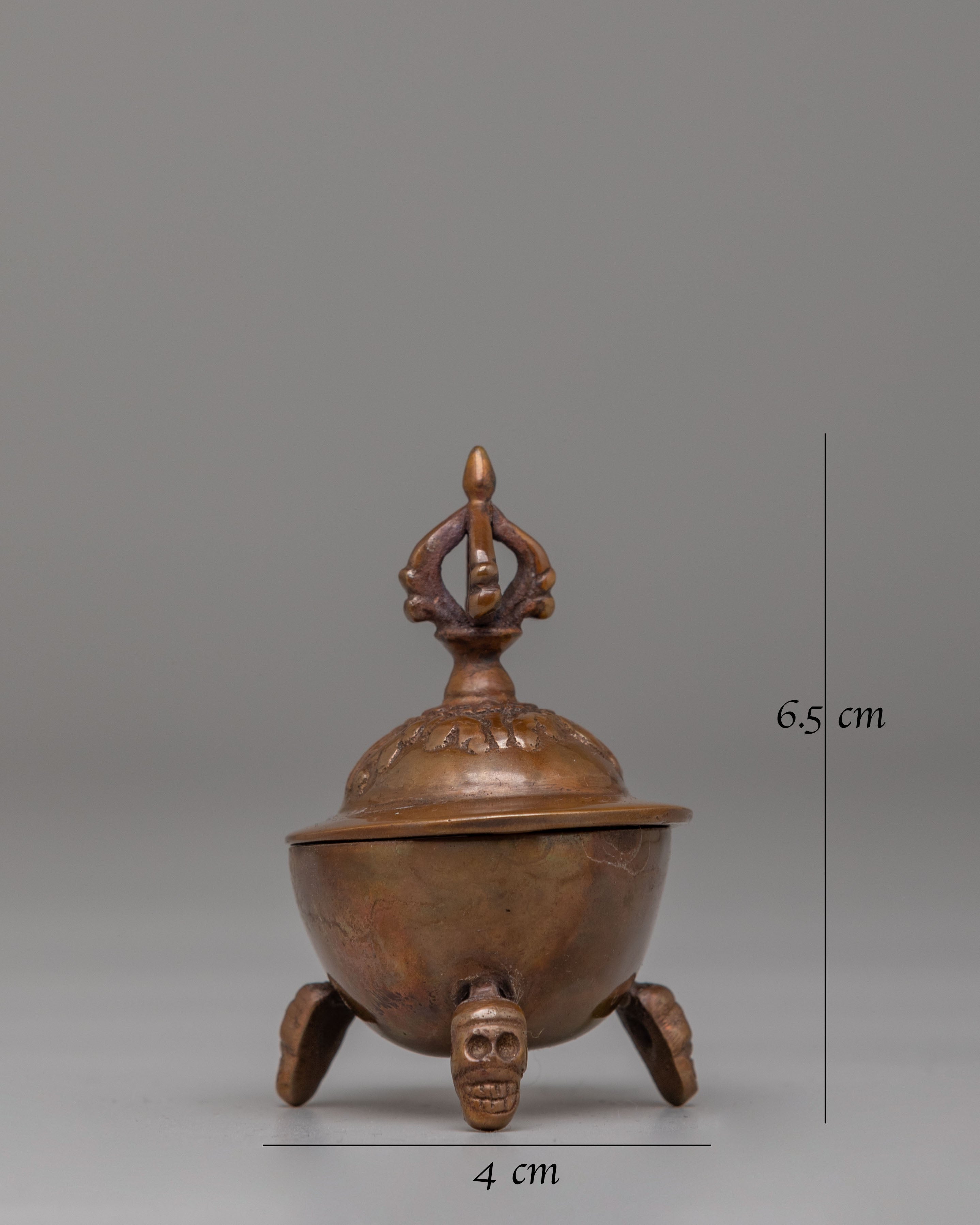 Sacred Himalayan Kapala Vessel | Oxidized Brass Ritual Skull Cup