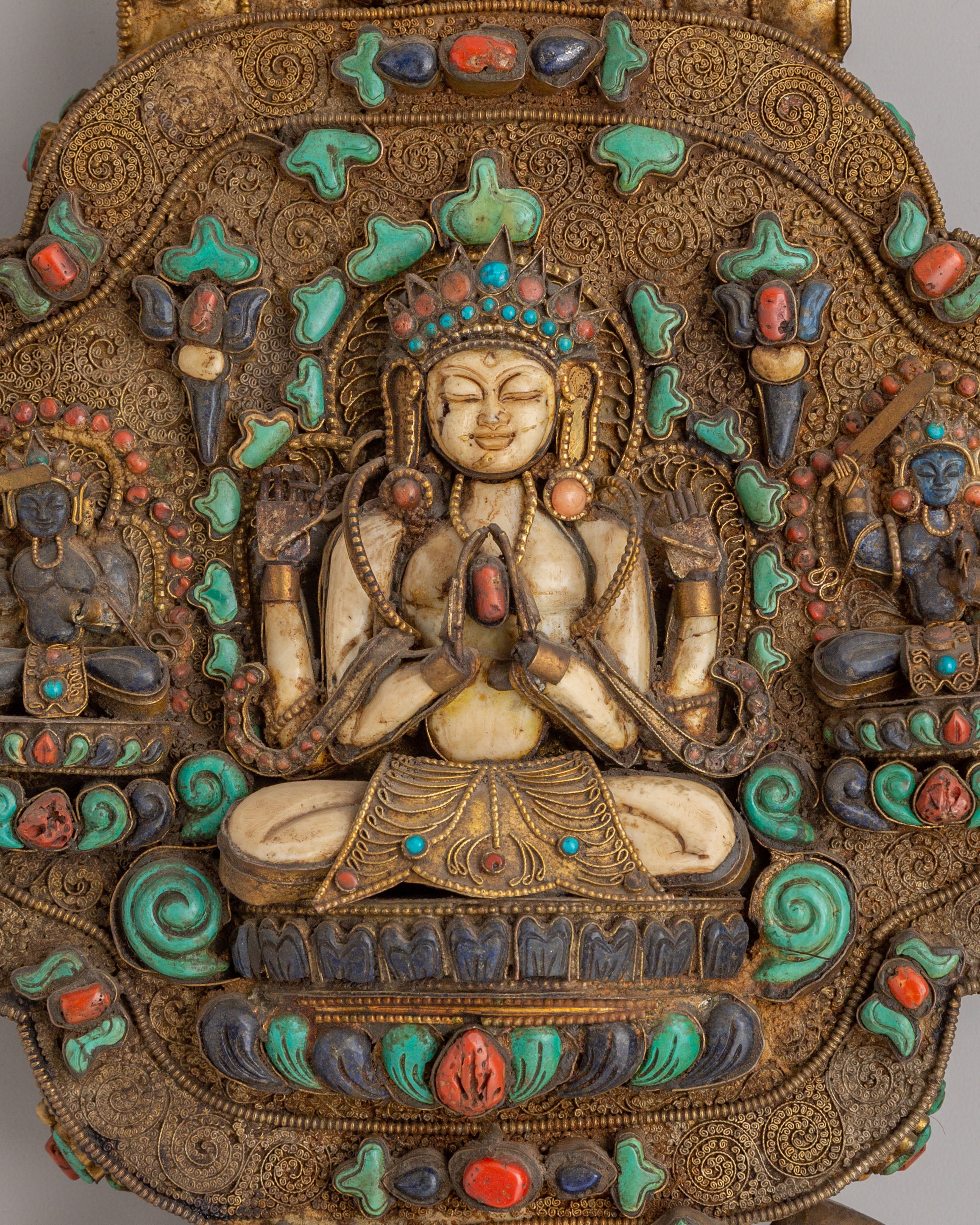 Chenrezig Tibetan Ghau Box Locket | Sacred Amulet Box for Meditation &amp; Ritual Use