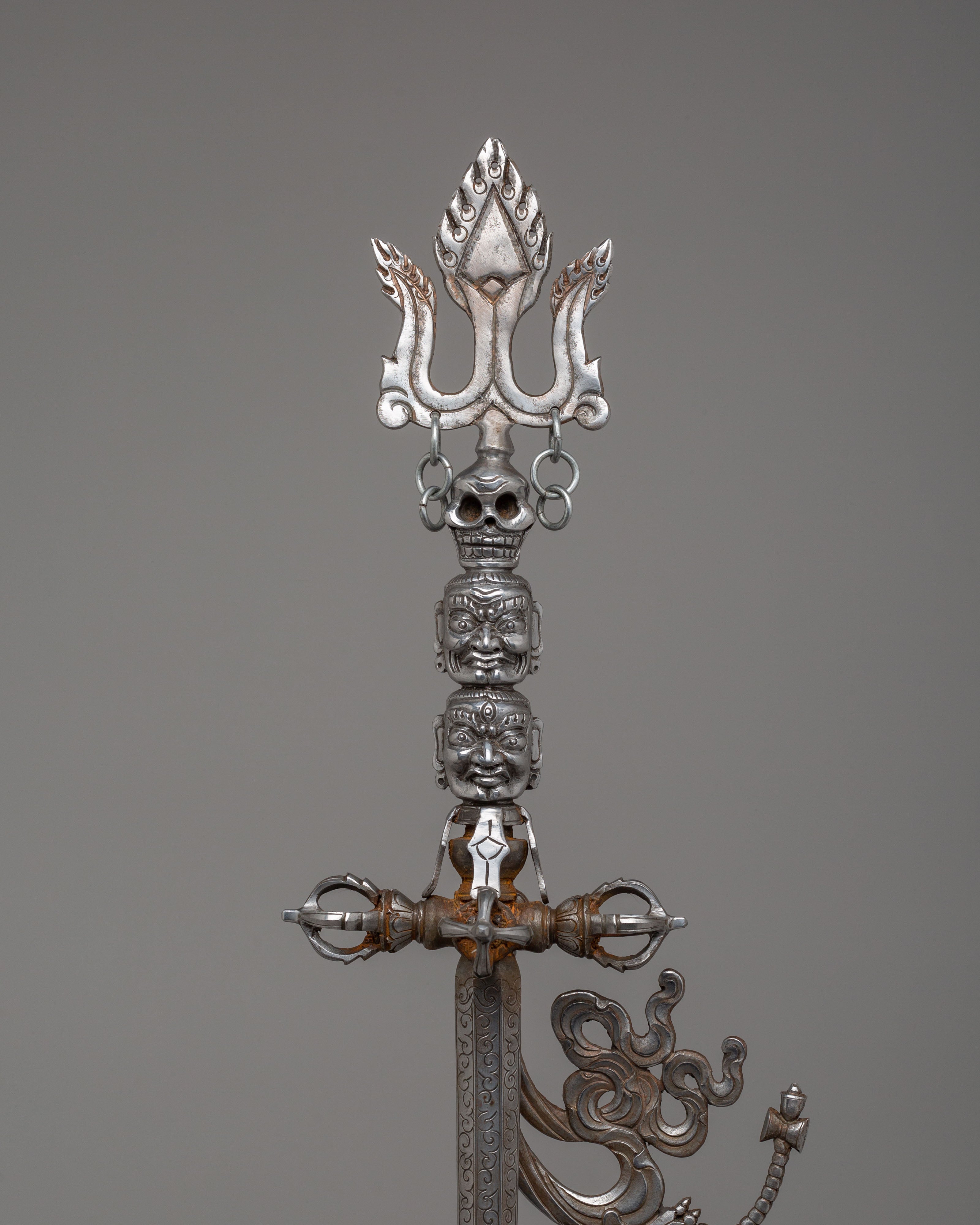Traditional Khatvanga Ritual Staff | Sacred Tibetan Tantric Tool