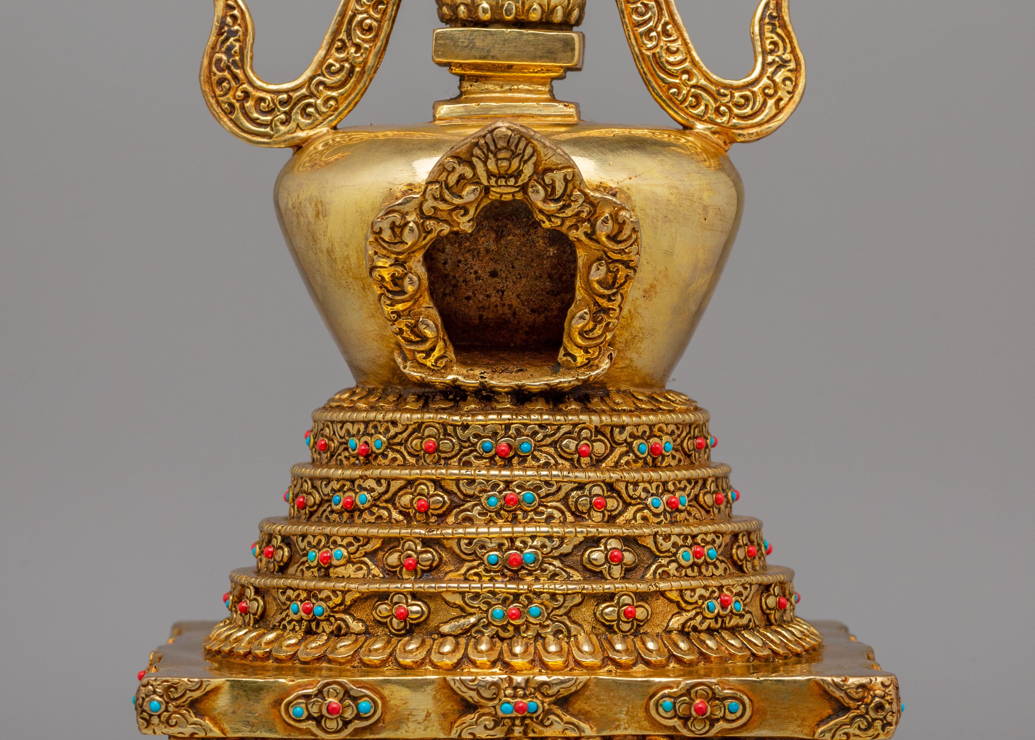 Handcrafted Altar Namgyalma Stupa | 24K Gold Plated Buddhist Stupa