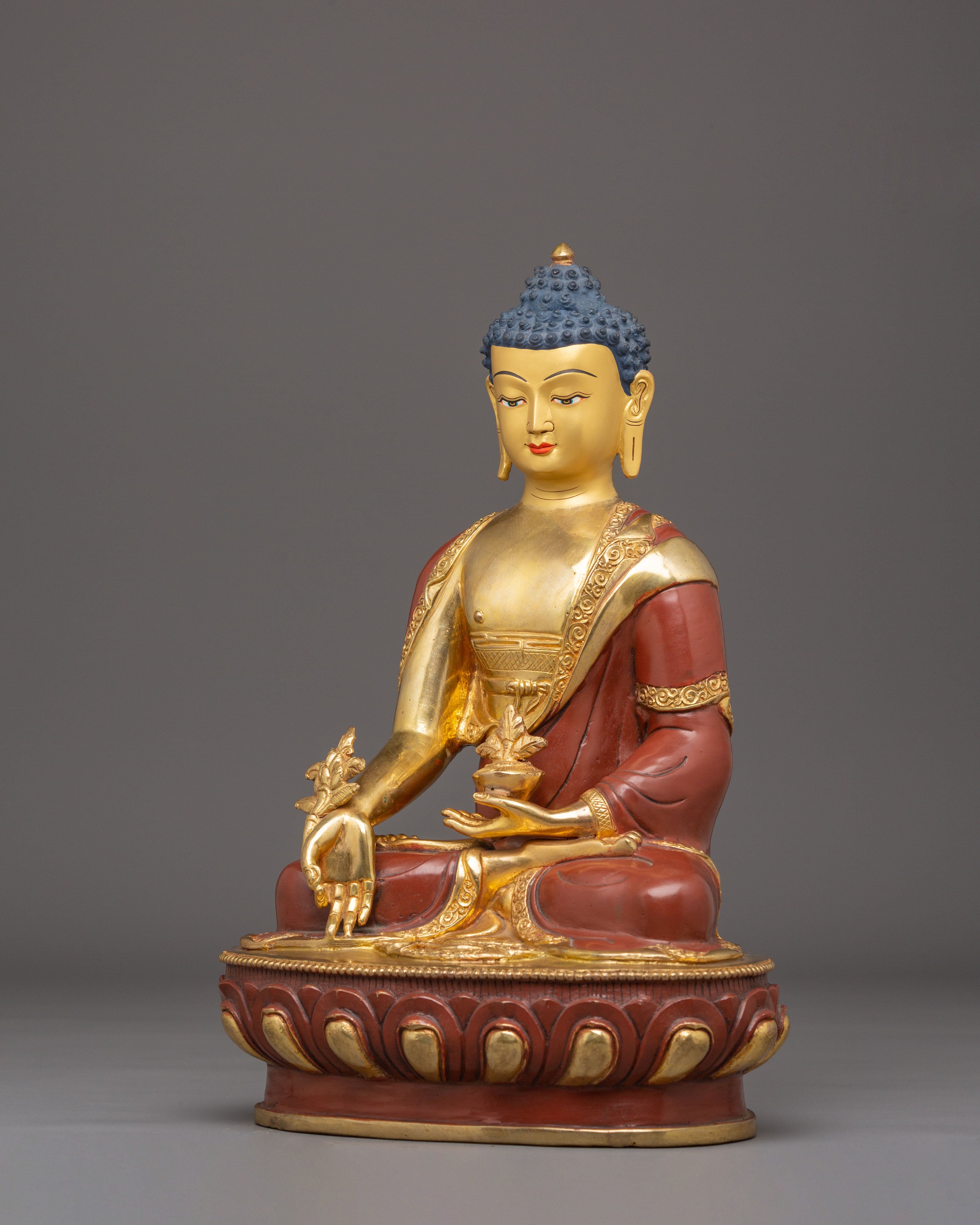 Himalayan Healing Buddha Statue | Gold Plated Tibetan Buddha Art