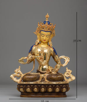 Vajrasattva Handmade Copper Statue | 24K Gold Plated with Gemstone