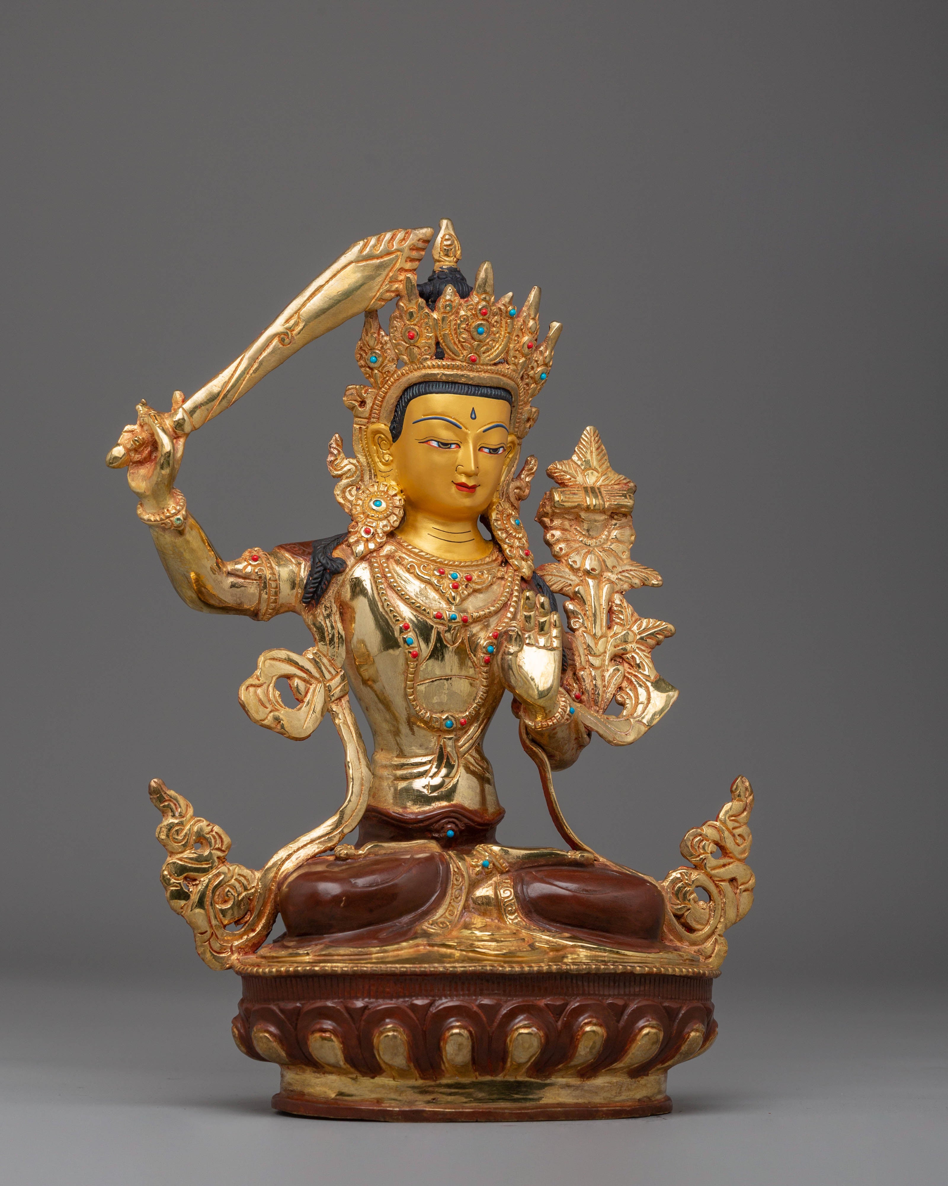 Wisdom Deity Manjushri Handmade Statue | Tibetan Himalayan Artwork