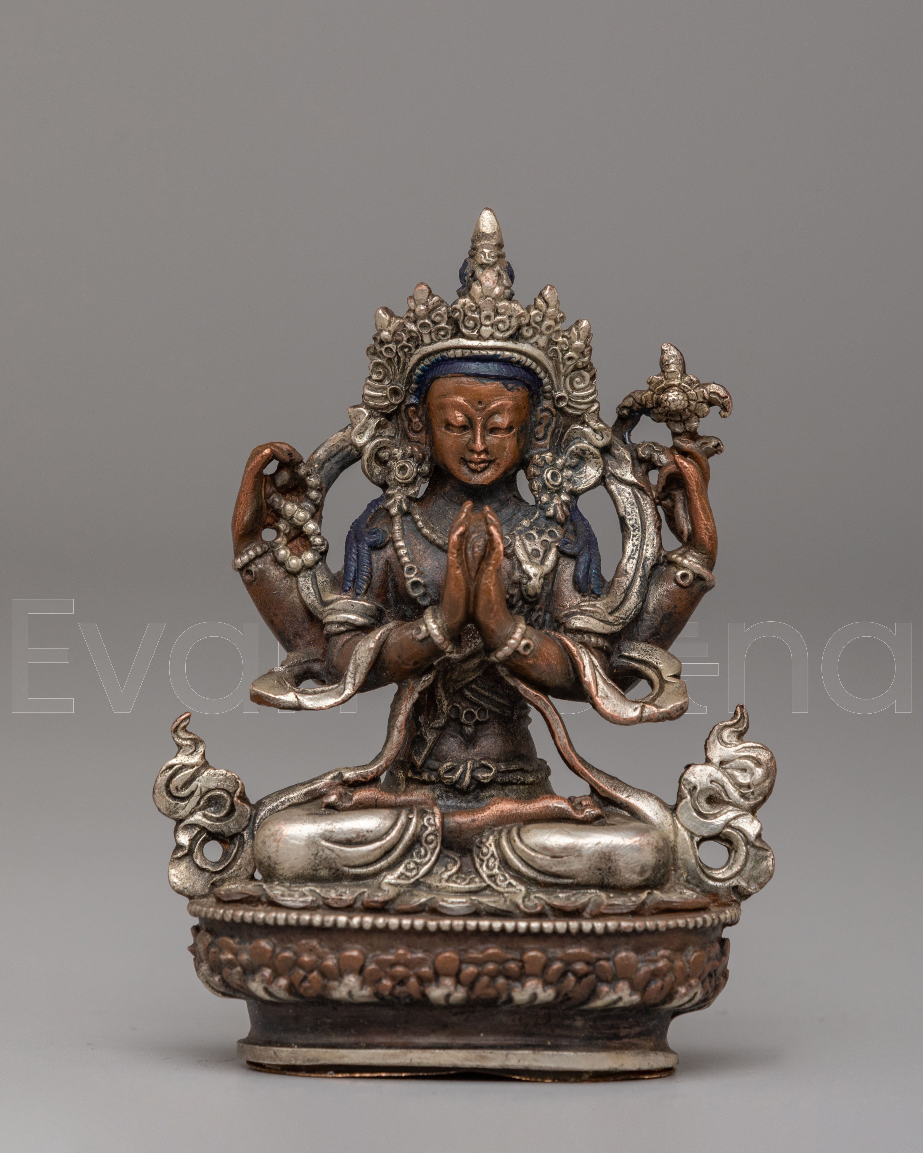 Tibetan Chenrezig Compassion Deity Statue | Bodhisattva Avalokiteshvara Figurine