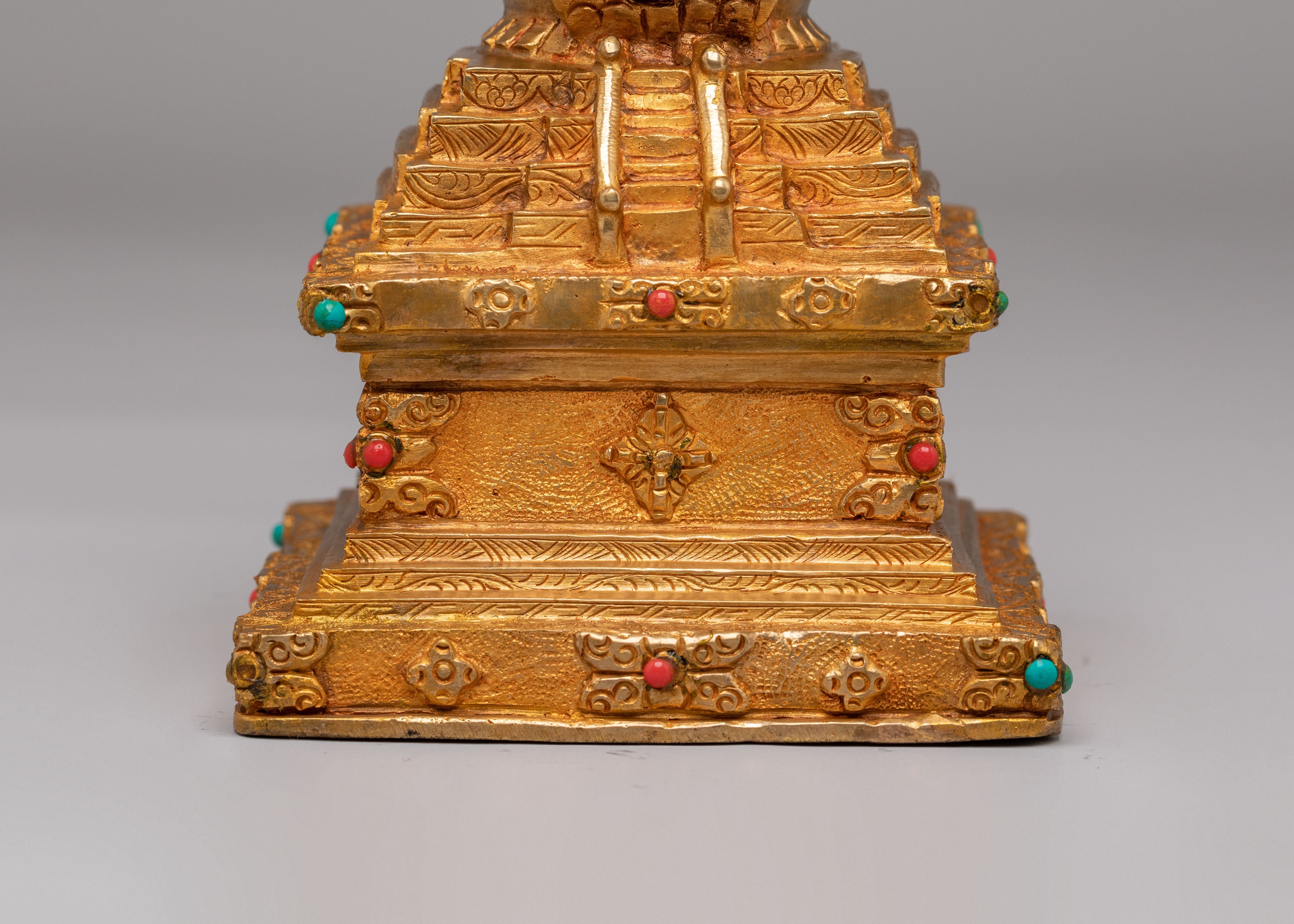 Buddhist Descent from Heaven Stupa | Sacred Tibetan Art for Spiritual Meditation