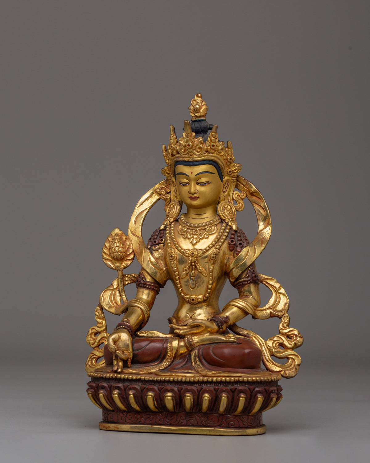 Handcrafted Scared Kshitigarbha Statue | 24K Gold Plated