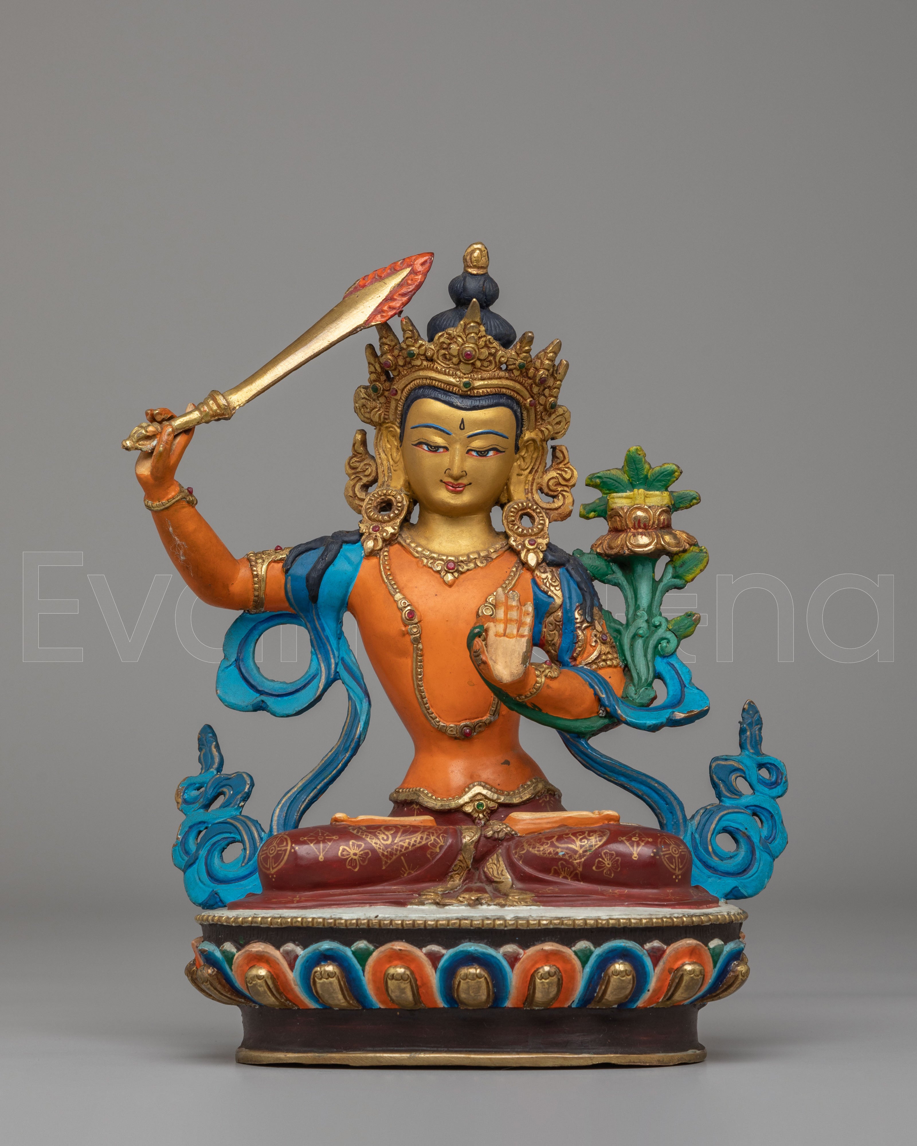 Spiritual Manjushri Divine Statue | Handcrafted Copper Manjushri Statue