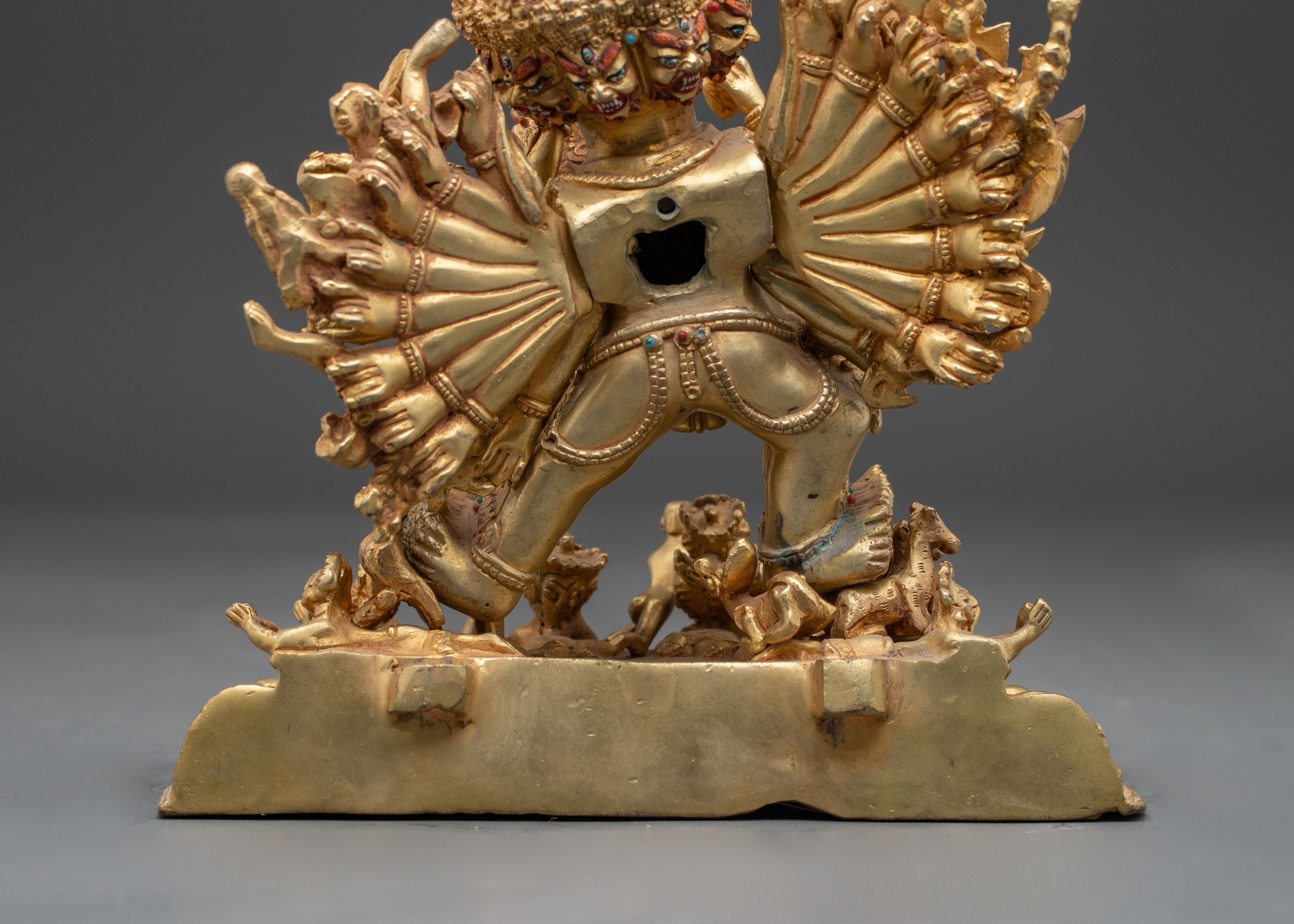 Tibetan Yamantaka With Consort Statue | Wrathful Deity Sculpture