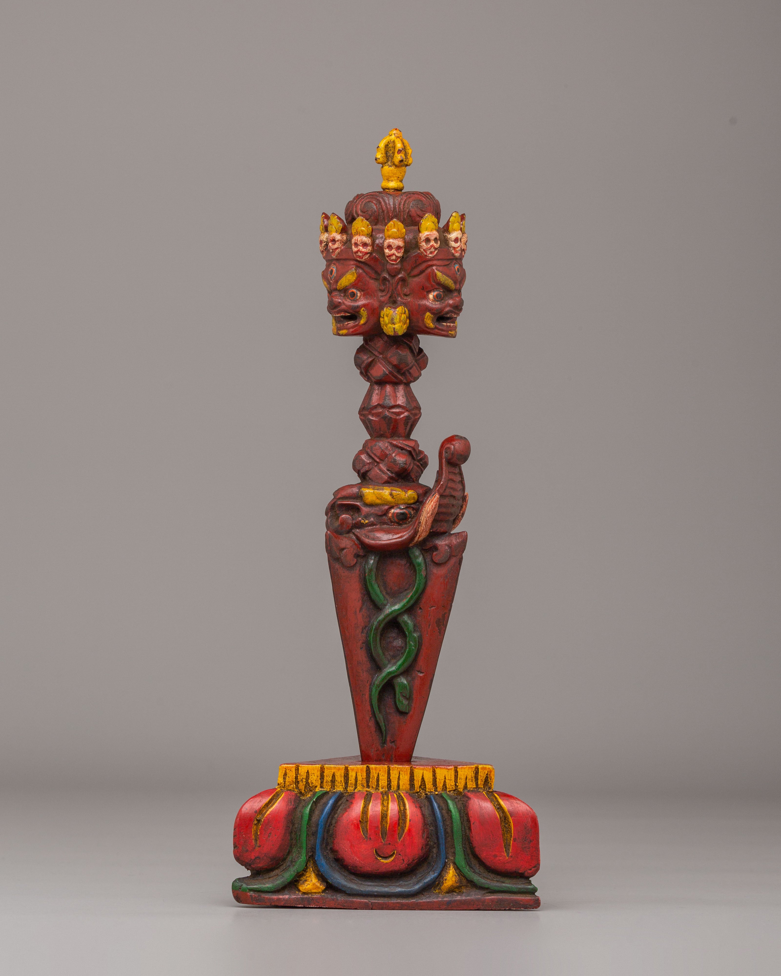 Handcrafted Buddhist Ritual Dagger | Wooden Spiritual Decor