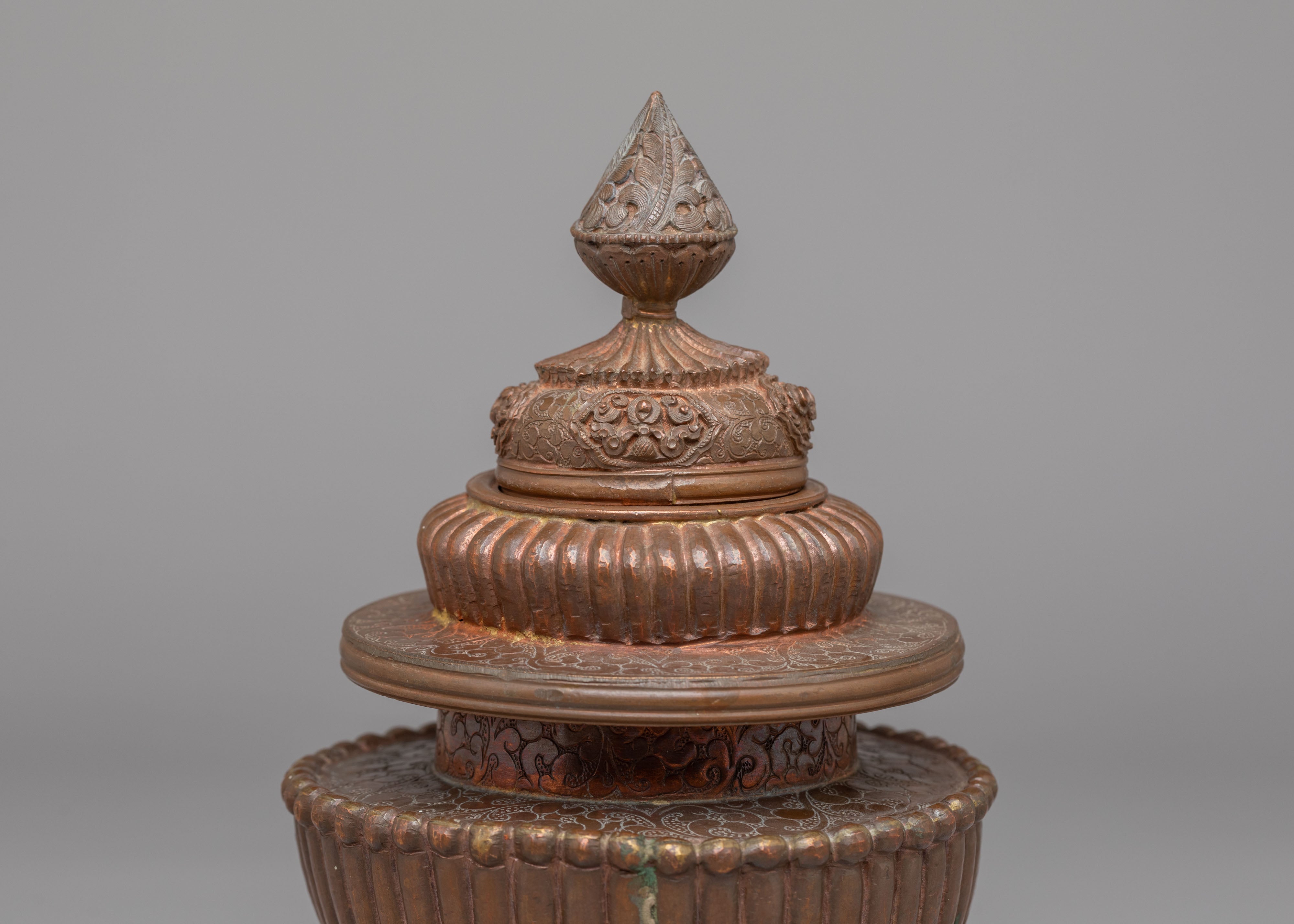 Handcrafted Altar Buddhist Rice Pot | Copper Offering Vessel