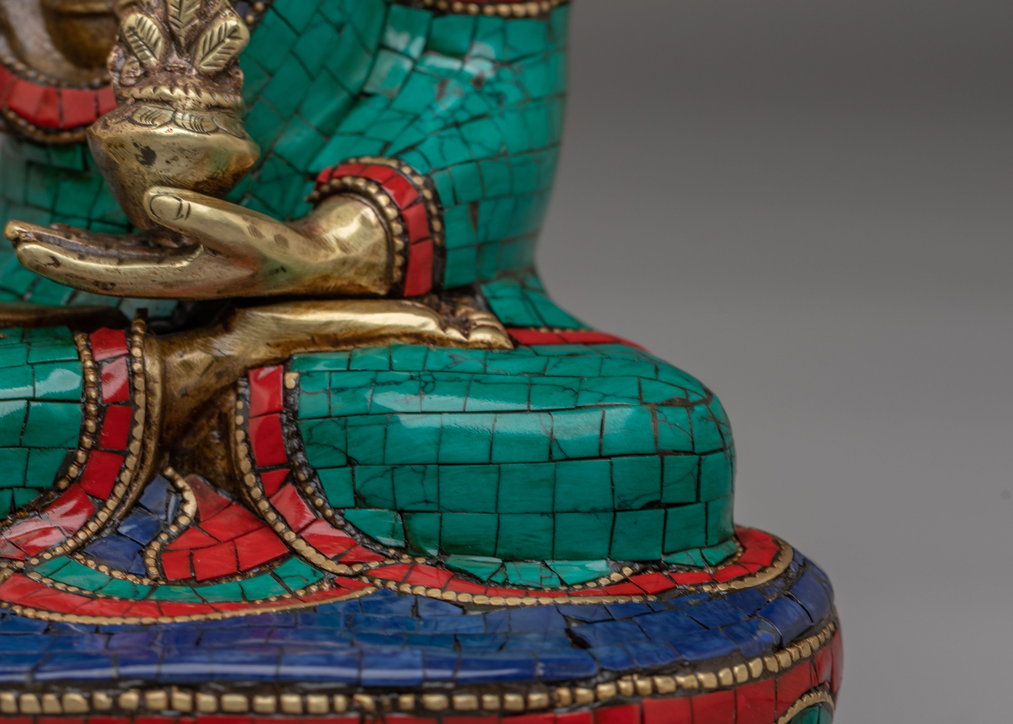Medicine Buddha Statue With Healing Nectar | Handcrafted Tibetan Sculpture